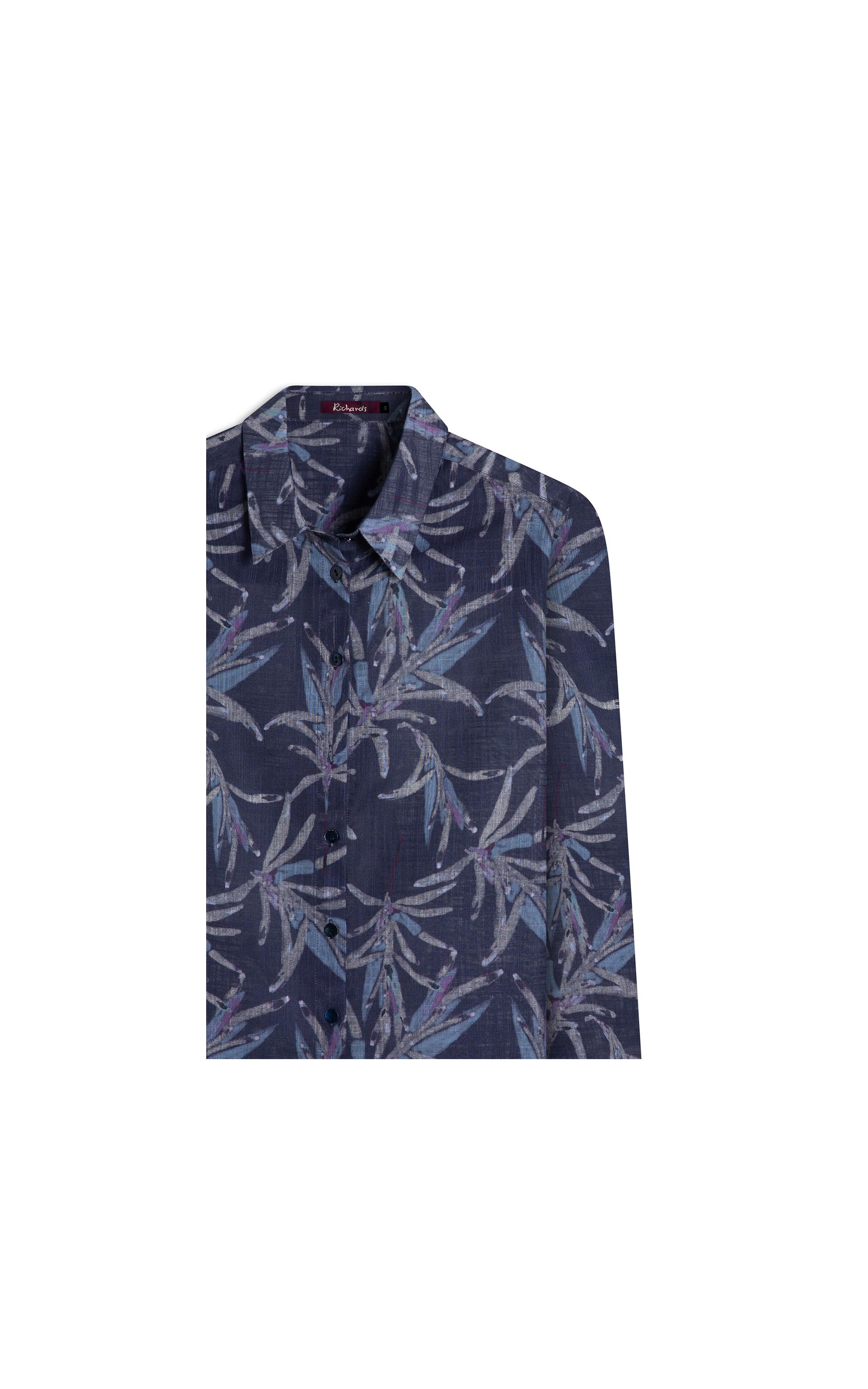Camisa Classic Blossom Algodao Azul Jeans