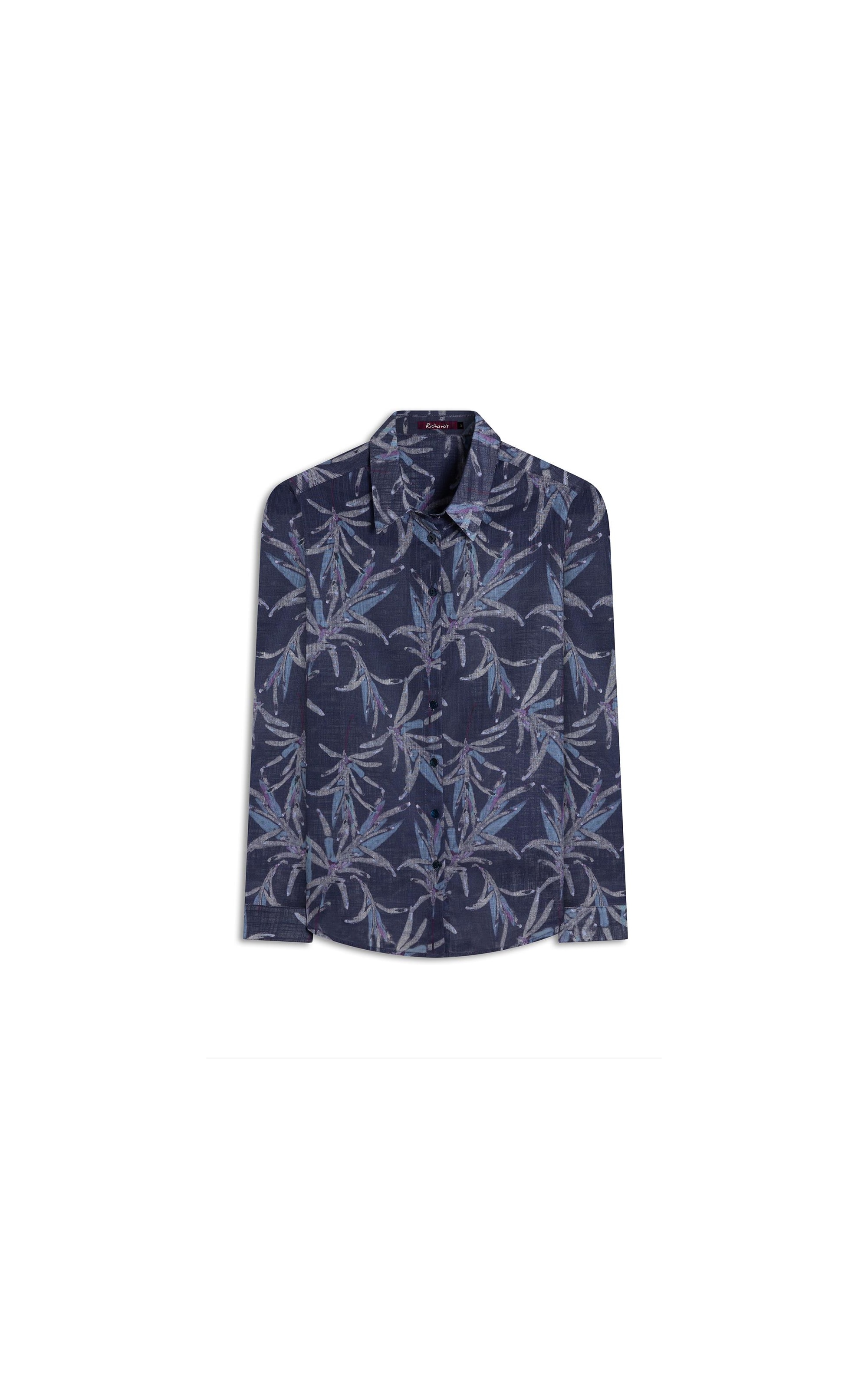 Camisa Classic Blossom Algodao Azul Jeans