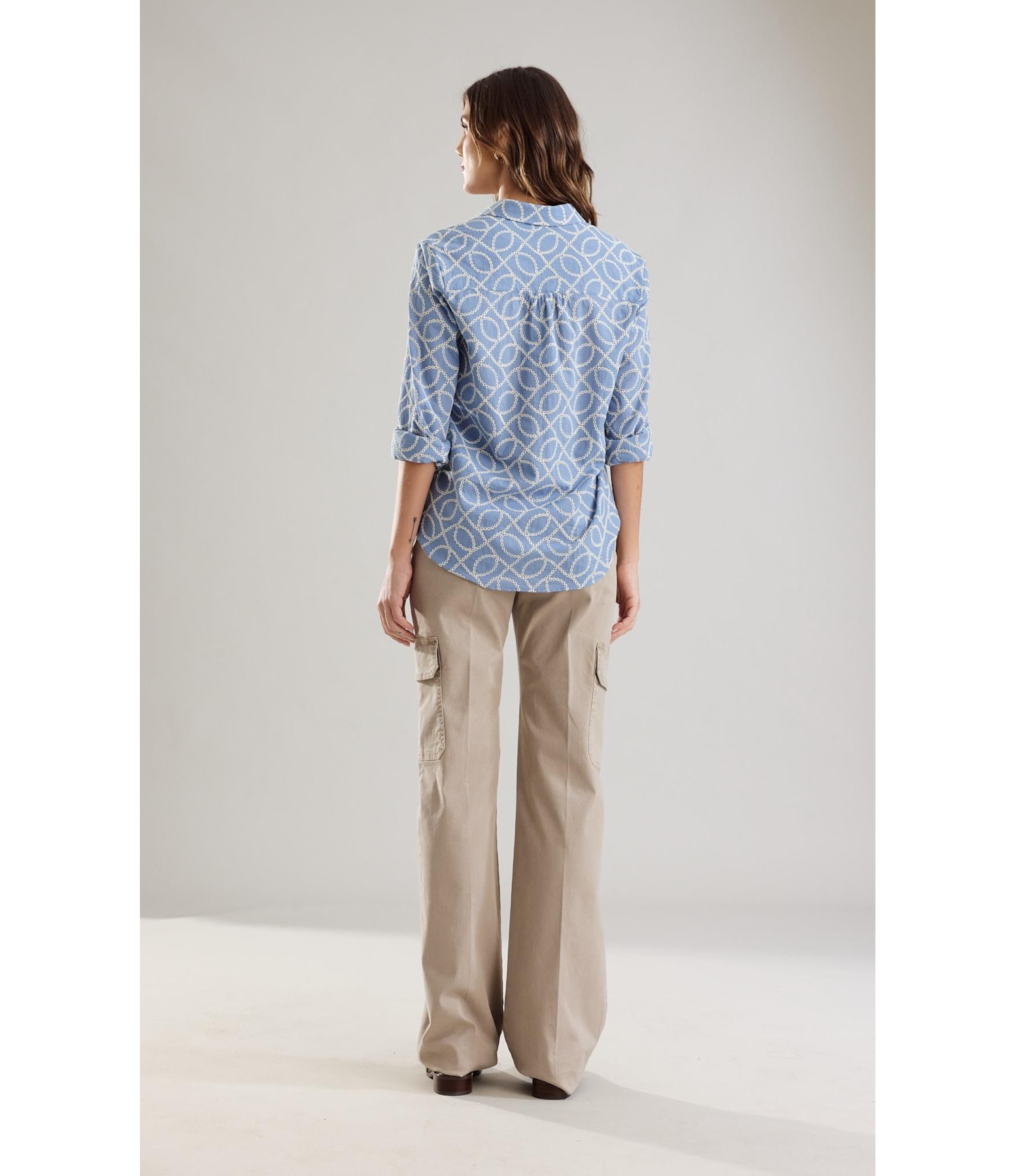 Camisa Classic Bordada  Azul Seco