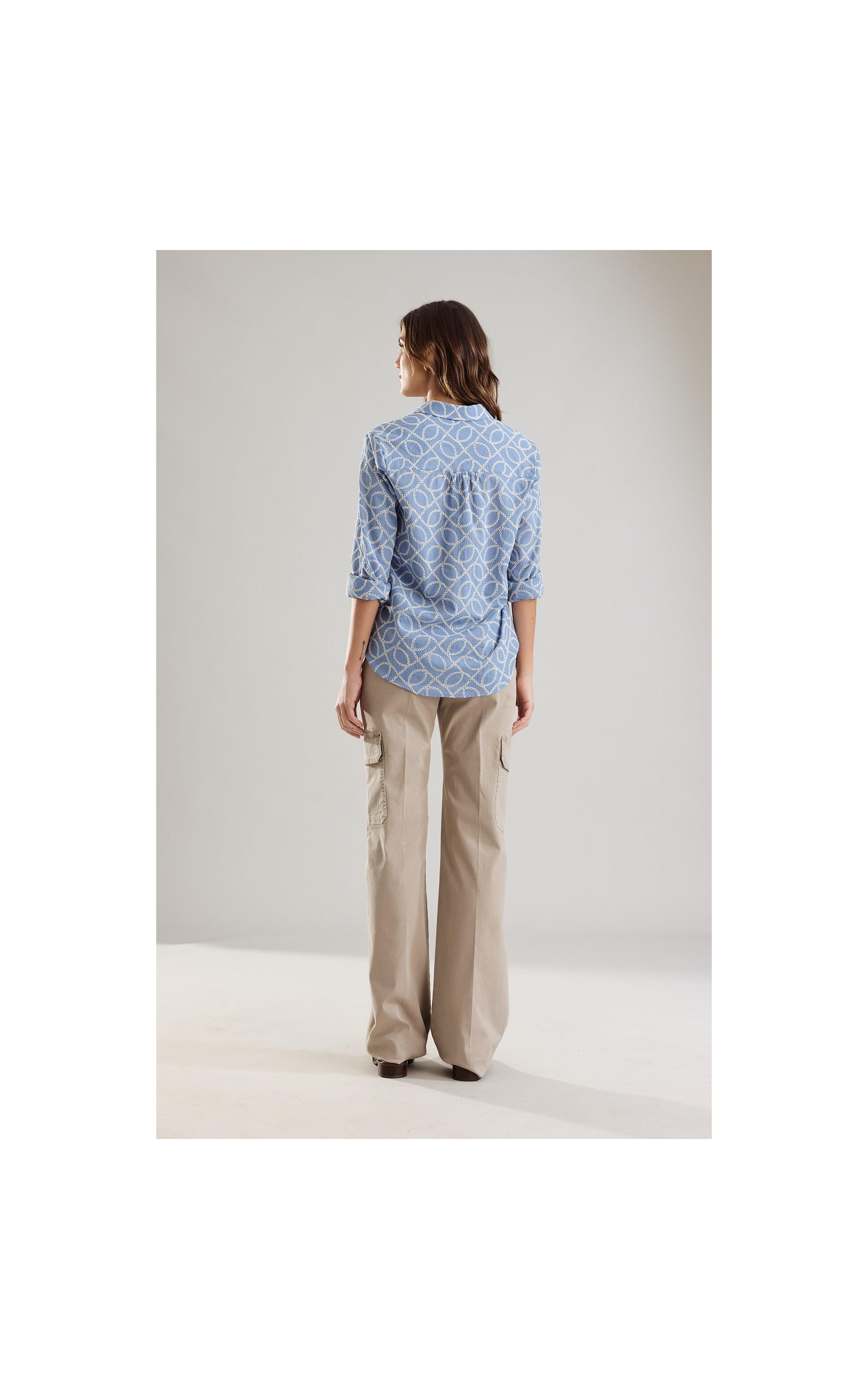 Camisa Classic Bordada  Azul Seco