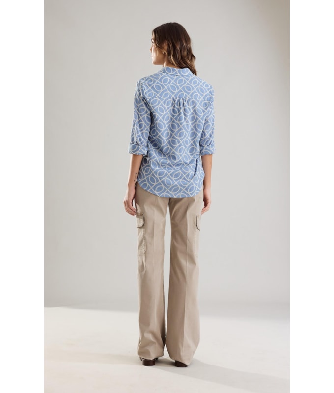 Camisa Classic Bordada  Azul Seco