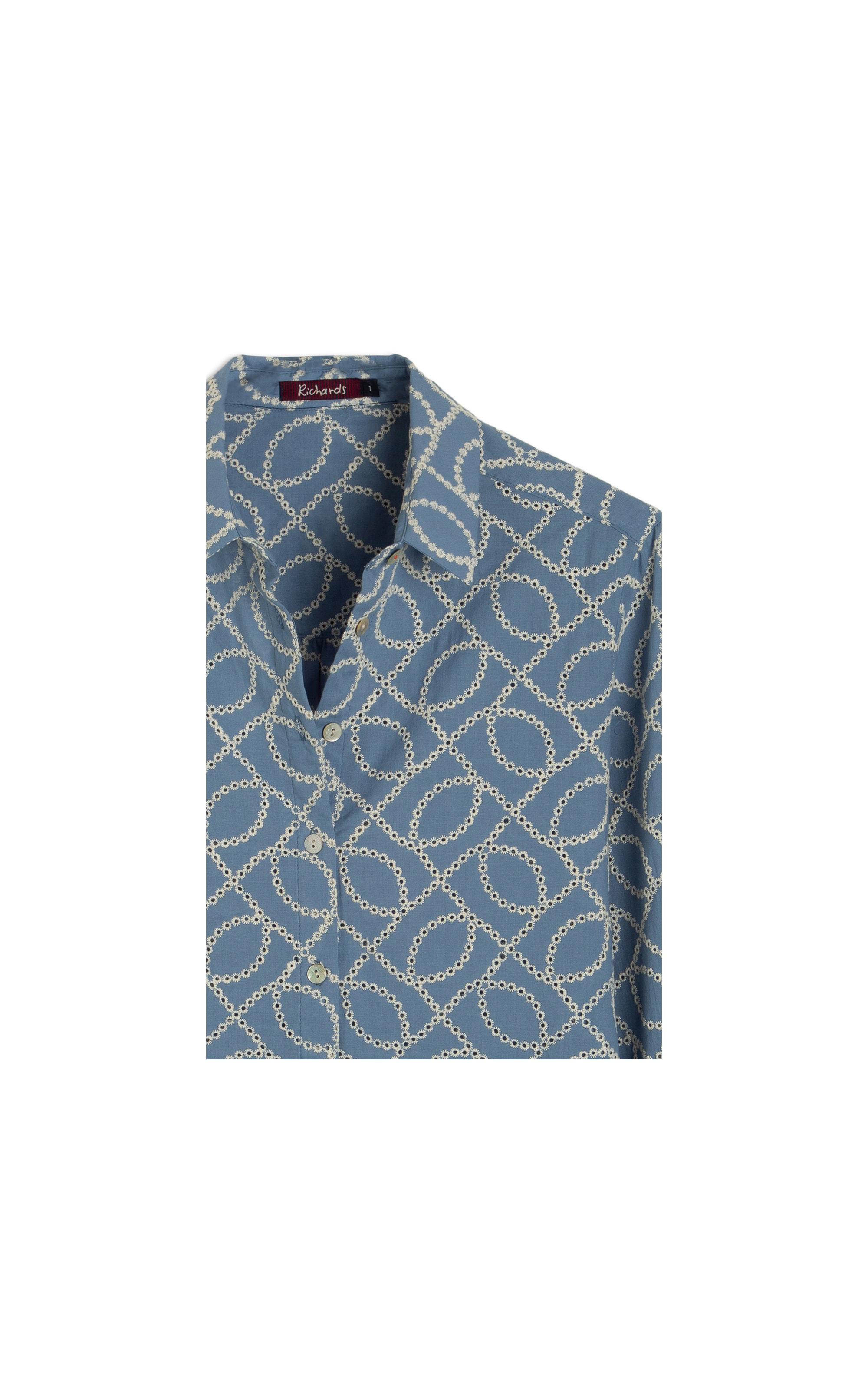 Camisa Classic Bordada  Azul Seco