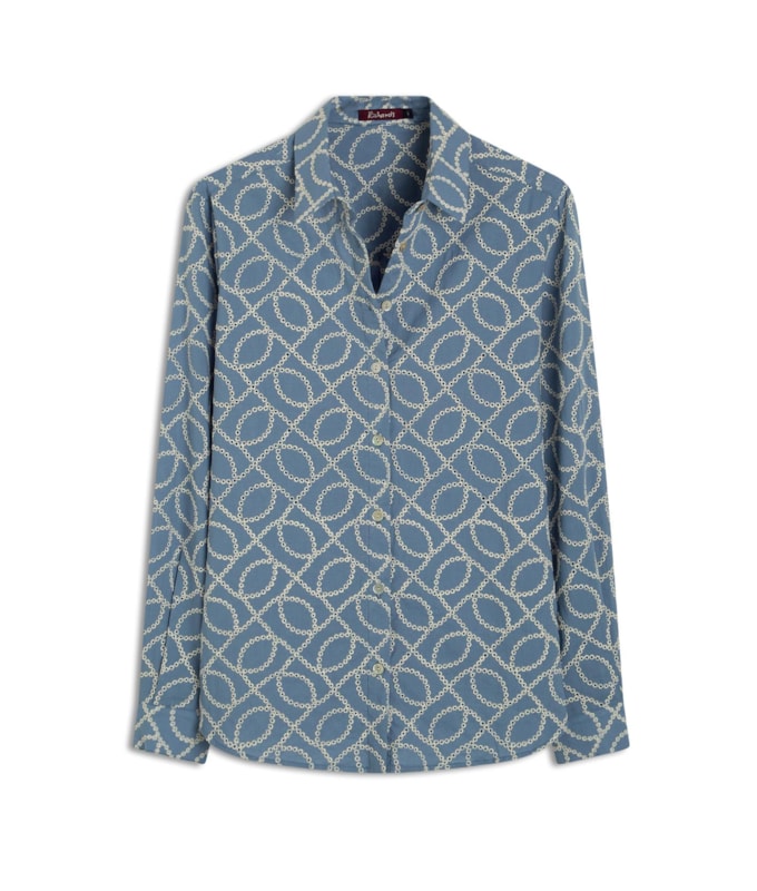 Camisa Classic Bordada  Azul Seco