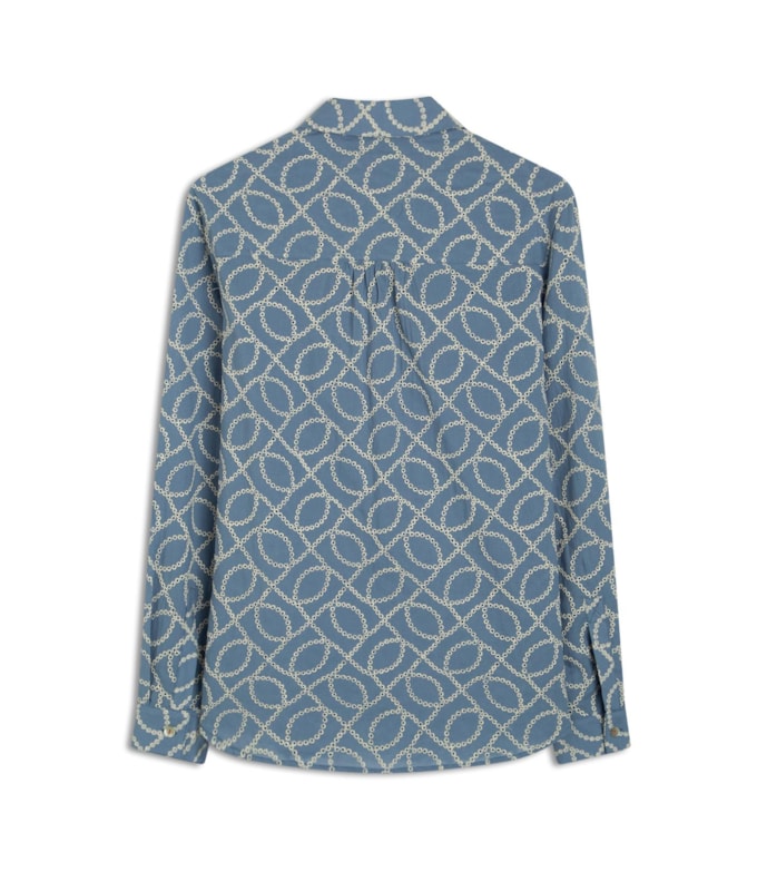 Camisa Classic Bordada  Azul Seco