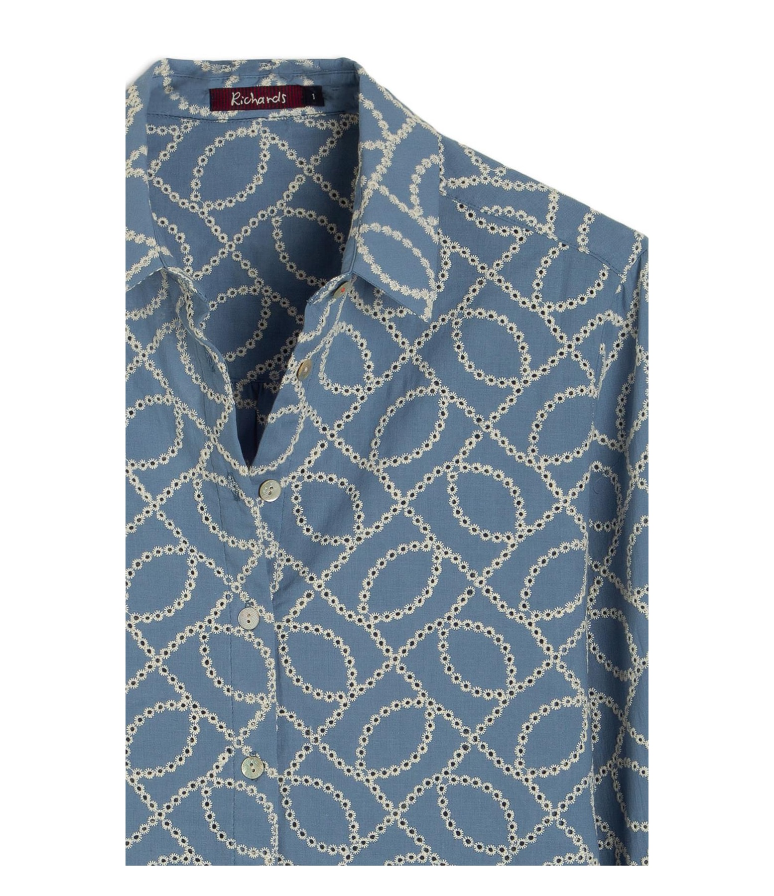 Camisa Classic Bordada  Azul Seco