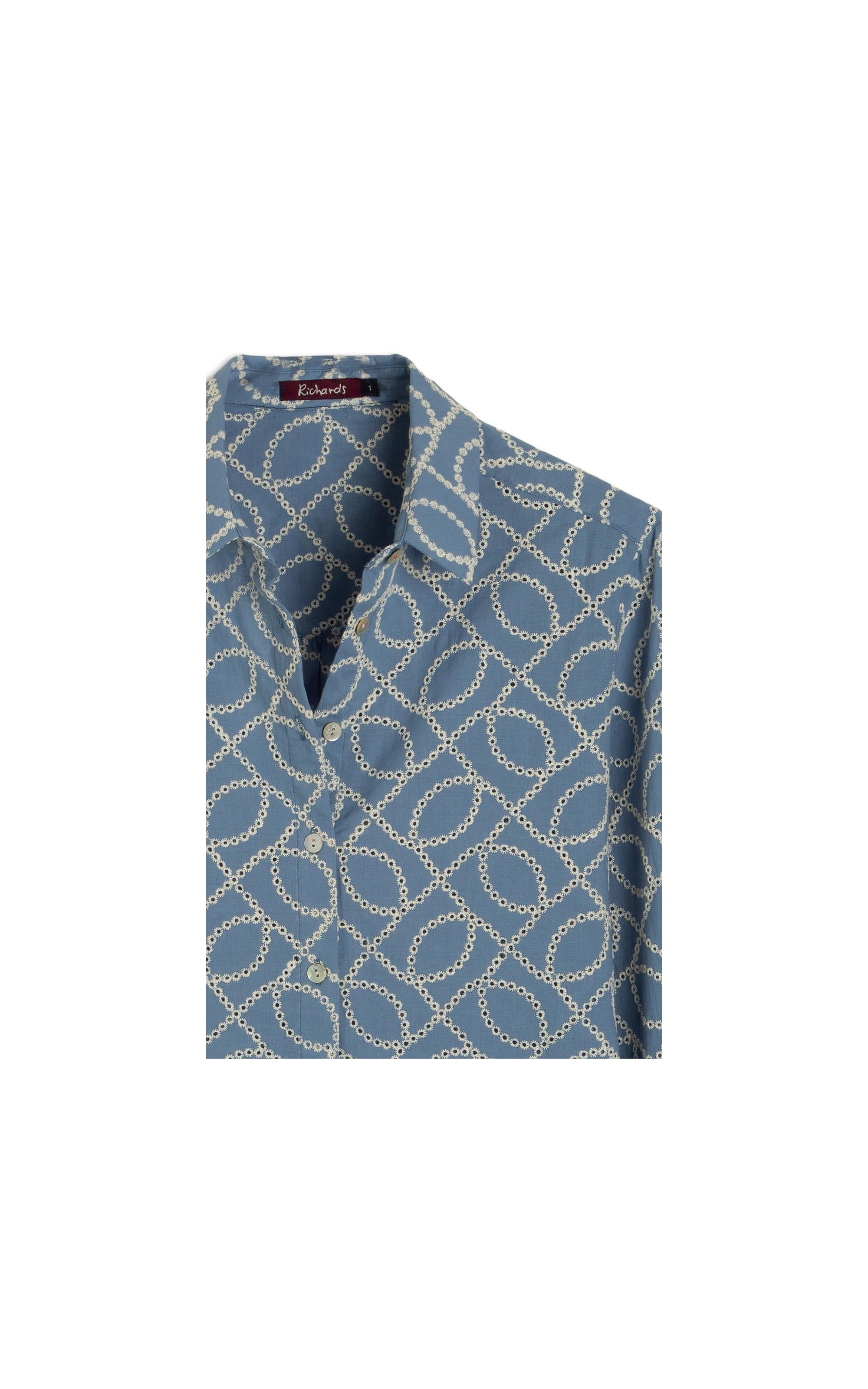 Camisa Classic Bordada  Azul Seco