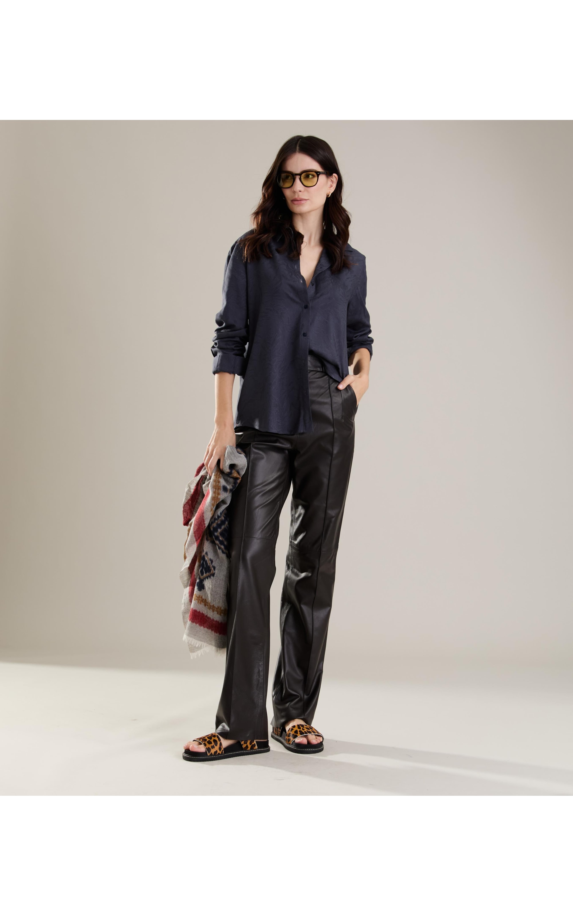 Camisa Classic Jacquard Crivo Algas Dark Navy