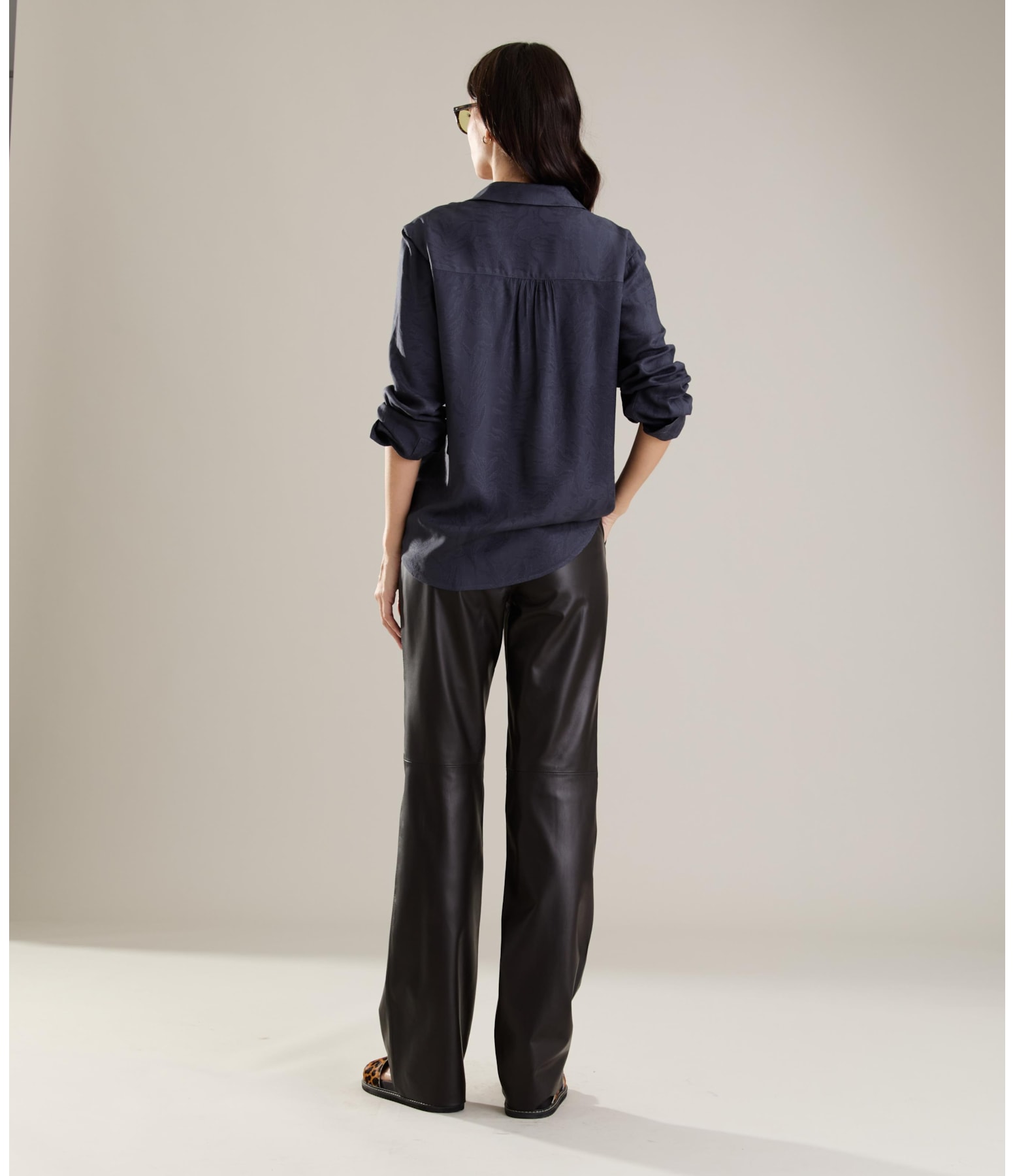 Camisa Classic Jacquard Crivo Algas Dark Navy