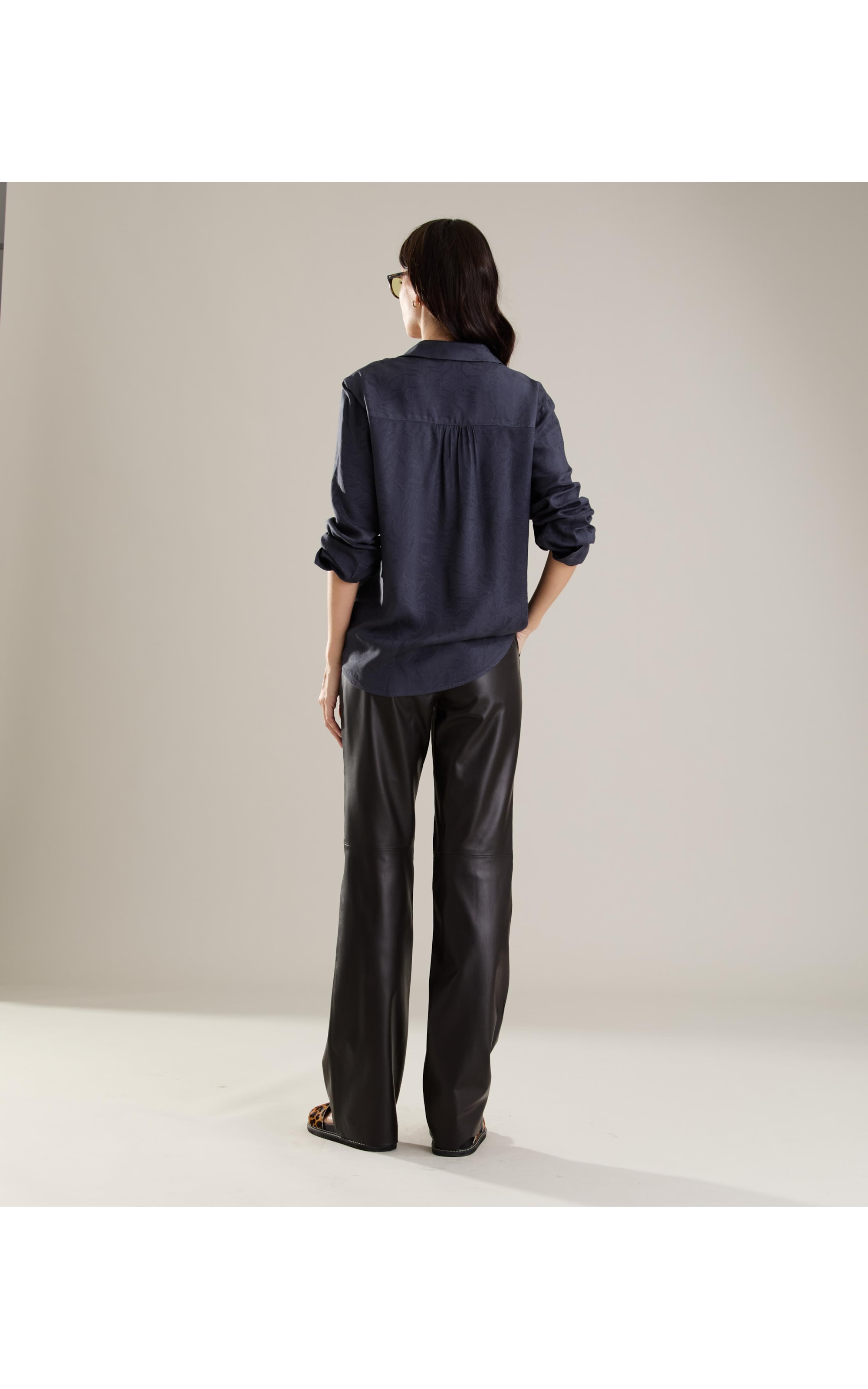 Camisa Classic Jacquard Crivo Algas Dark Navy