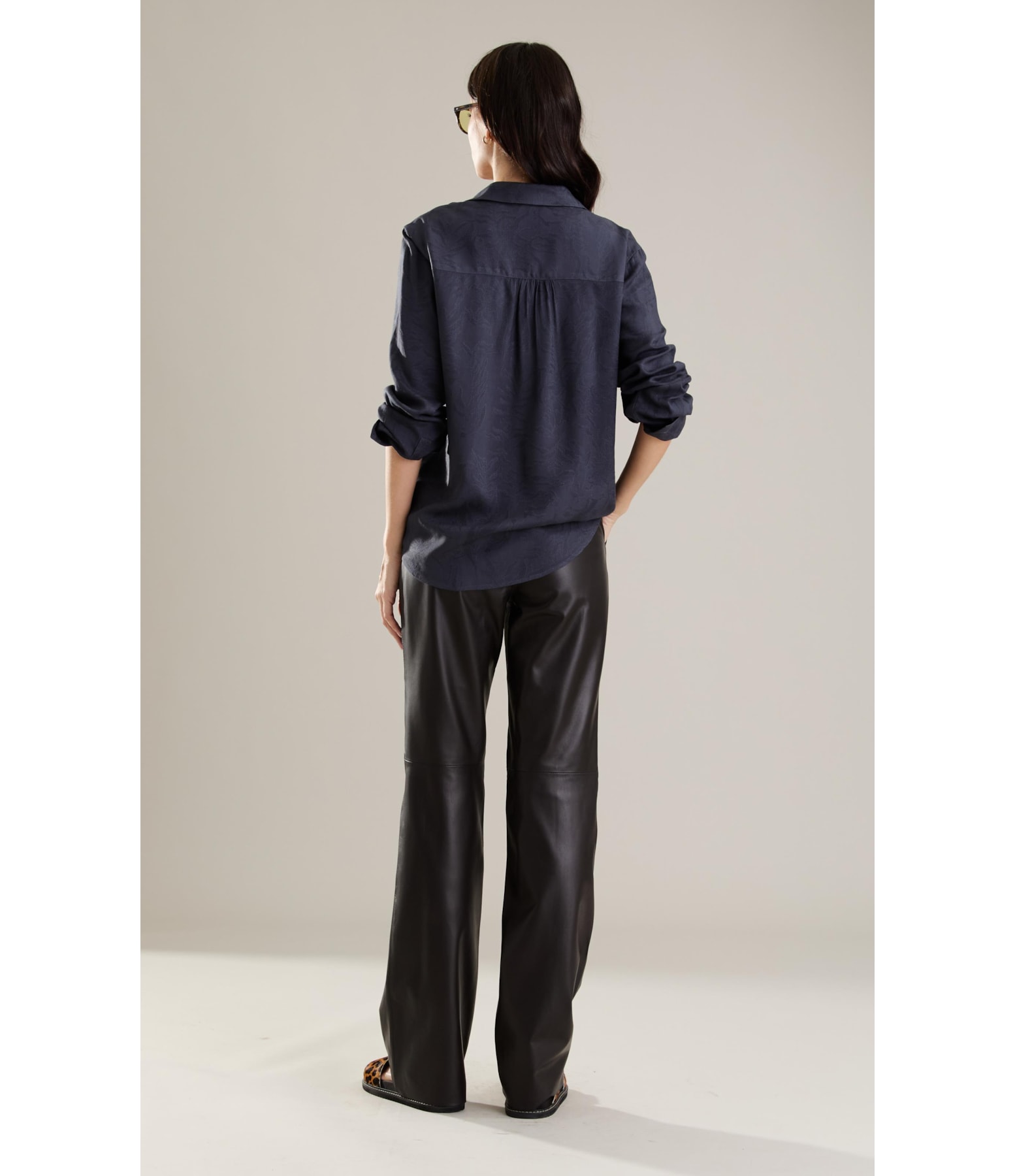 Camisa Classic Jacquard Crivo Algas Dark Navy