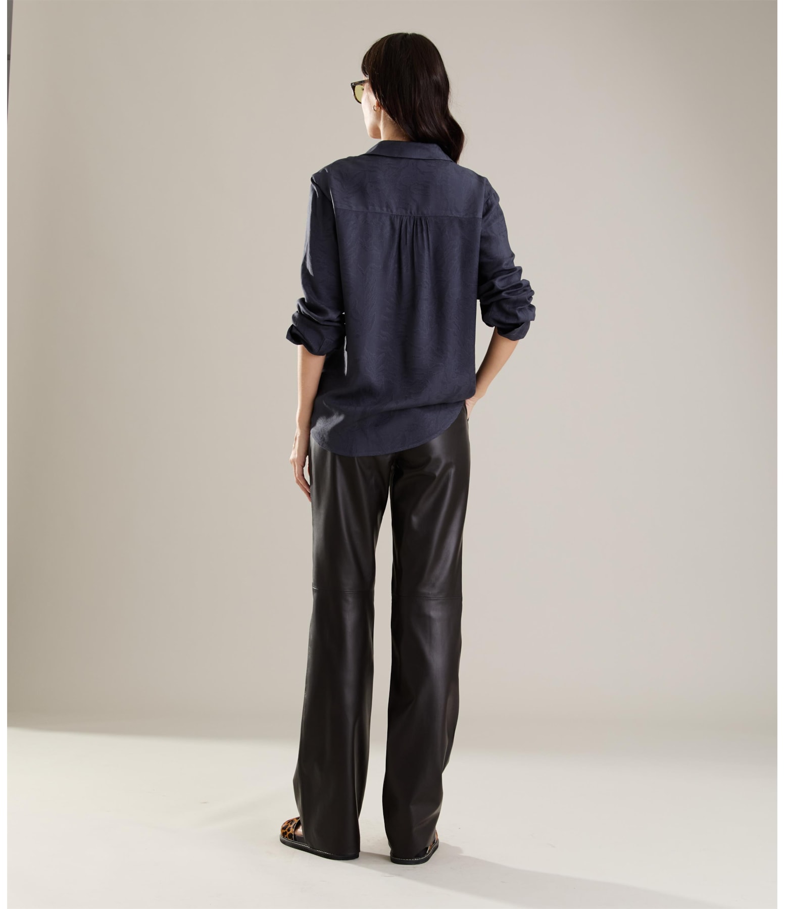 Camisa Classic Jacquard Crivo Algas Dark Navy
