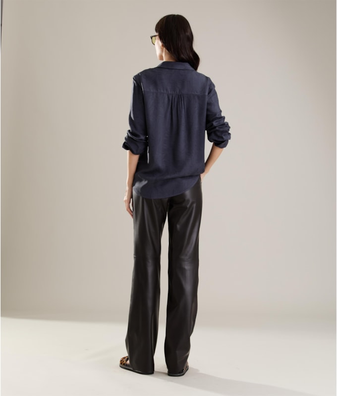 Camisa Classic Jacquard Crivo Algas Dark Navy