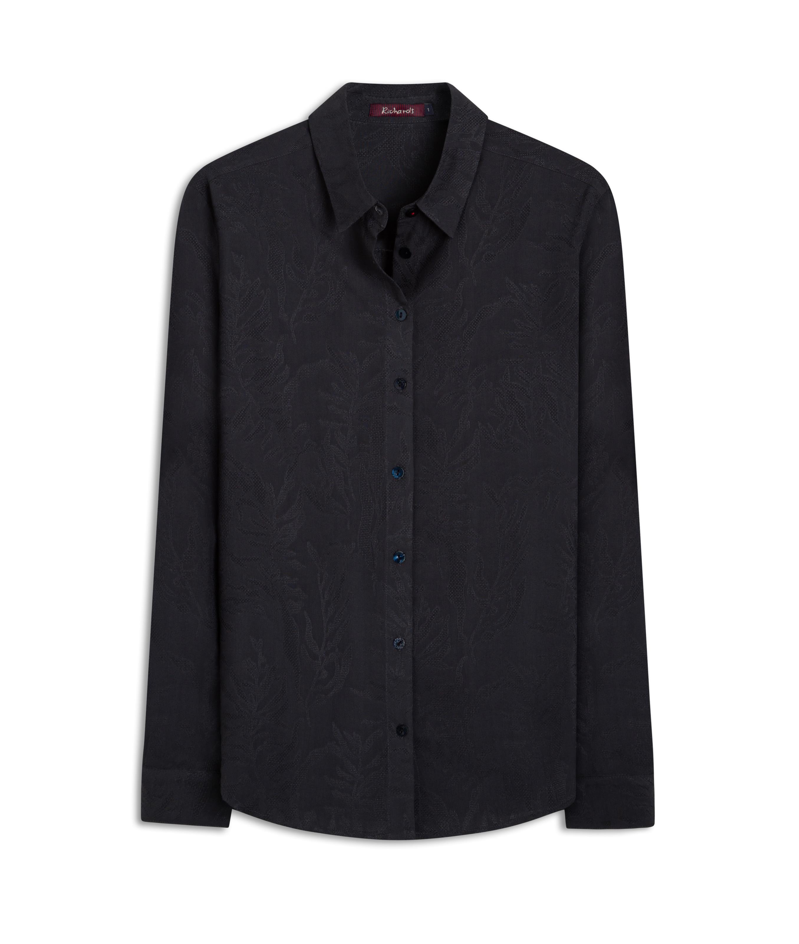 DELUXE SCRAWL BLACK シャツ Camisa Classic Jacquard Crivo Algas Dark Navy