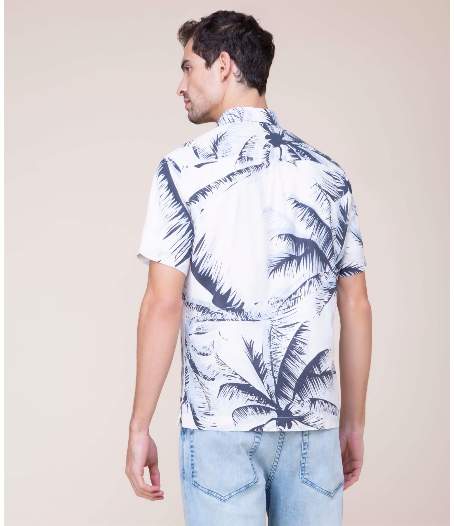 Camisa Coqueiros Estampada Mc Azul Bic