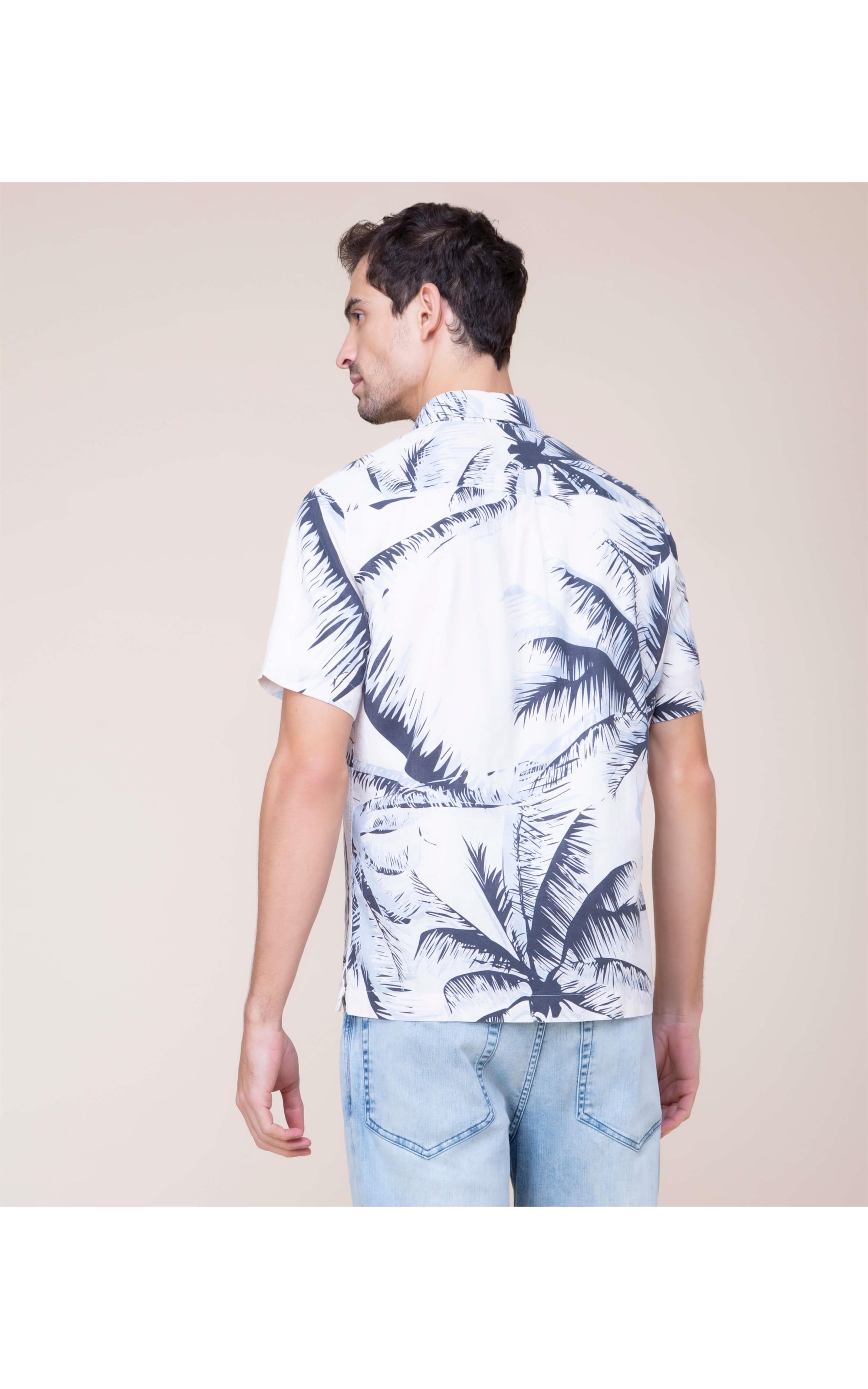 Camisa Coqueiros Estampada Mc Azul Bic