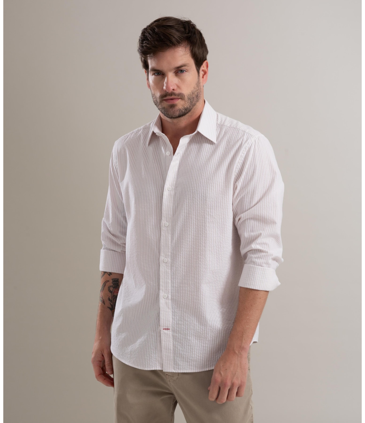 Camisa Cotton Nassau Ml Bege
