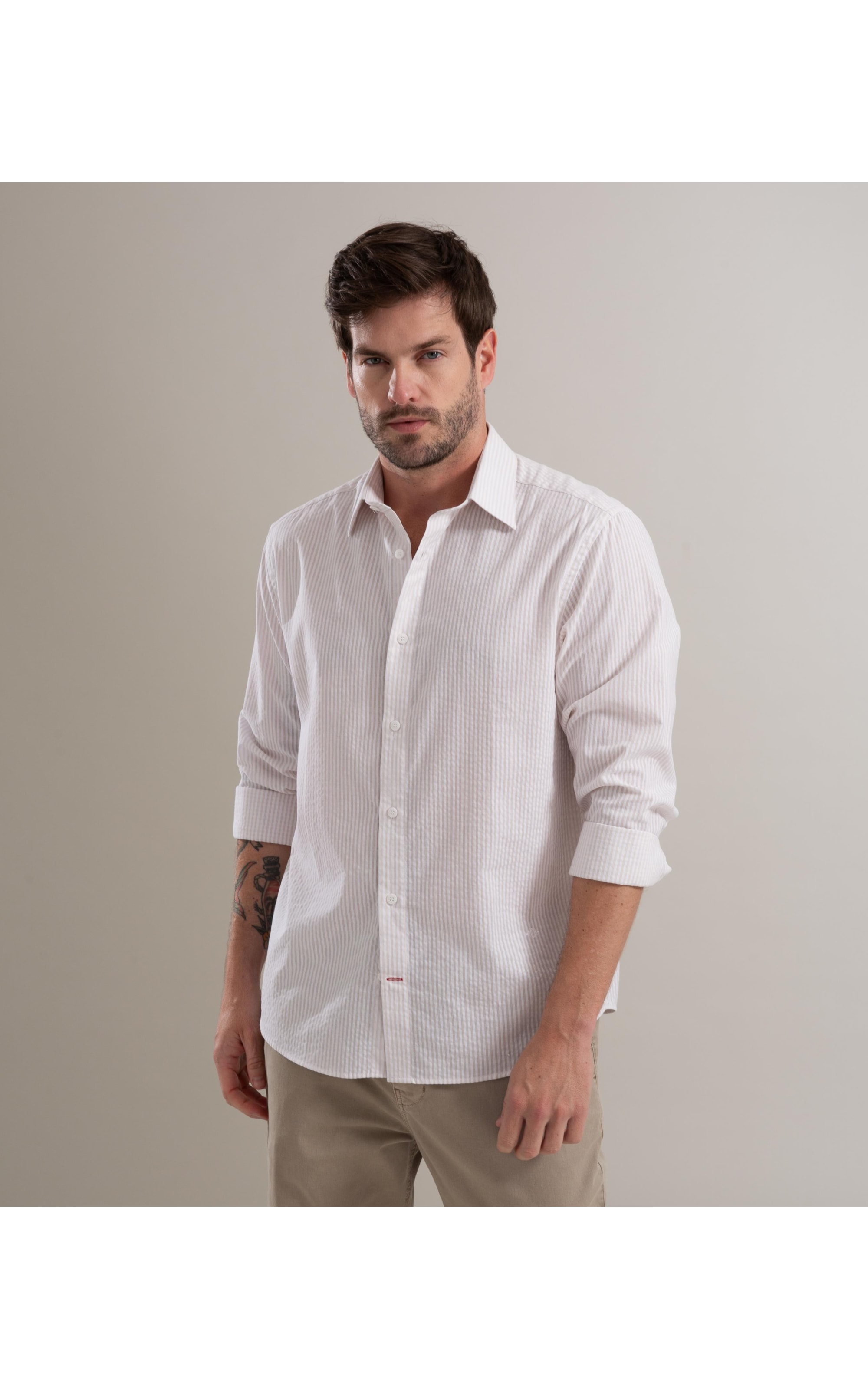Camisa Cotton Nassau Ml Bege