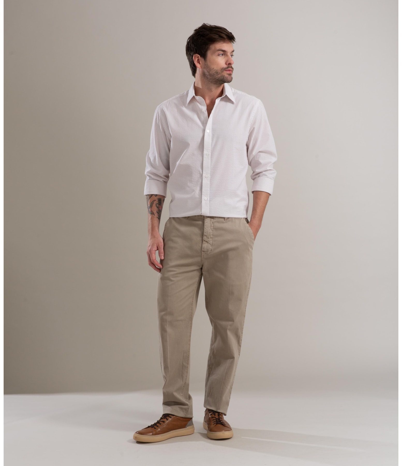 Camisa Cotton Nassau Ml Bege