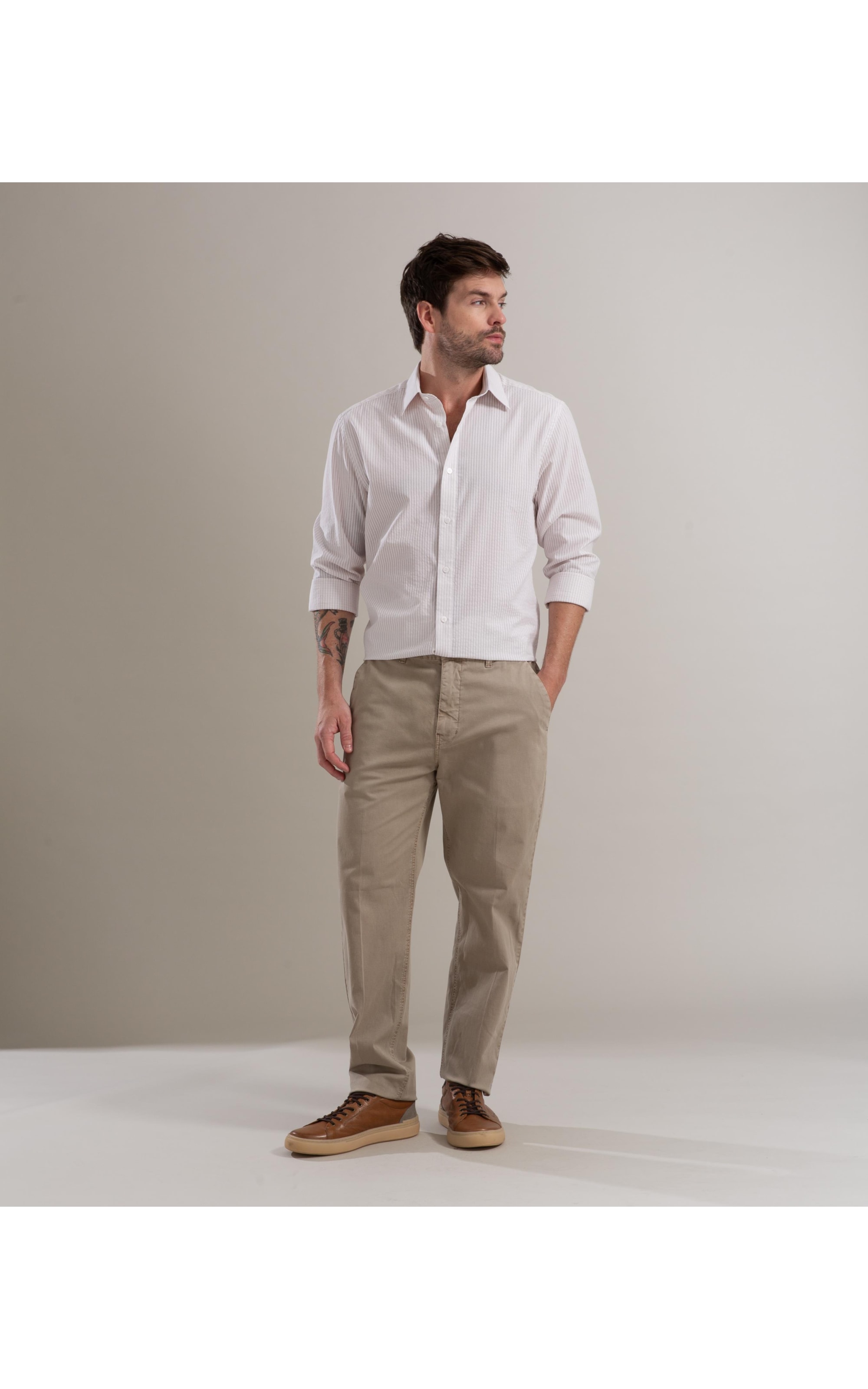 Camisa Cotton Nassau Ml Bege