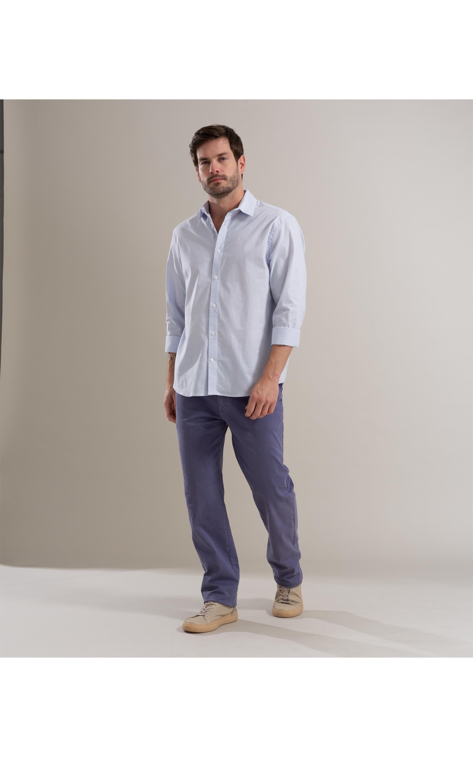 Camisa Cotton Steve Ml Azul Claro