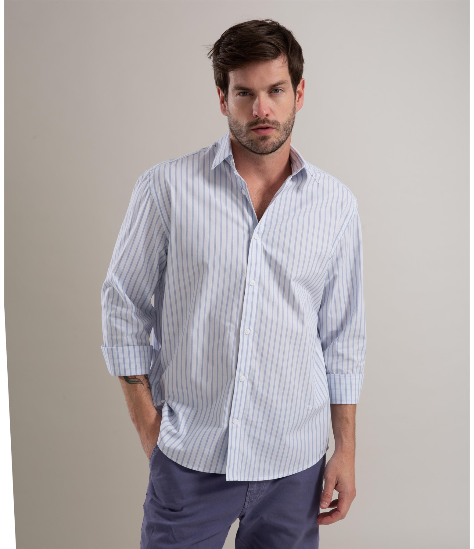 Camisa Cotton Stretch Sérgio Ml Azul Claro