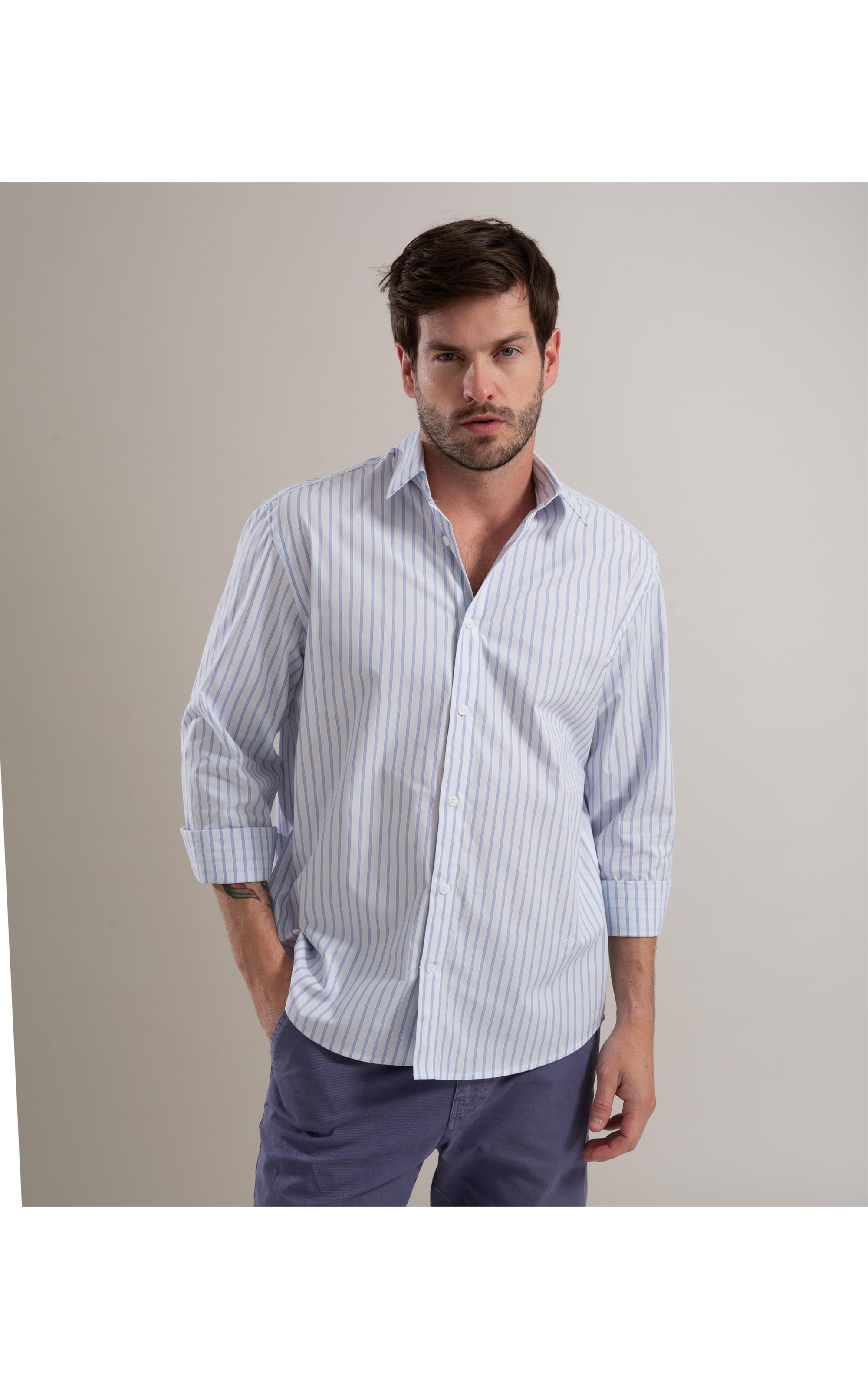 Camisa Cotton Stretch Sérgio Ml Azul Claro