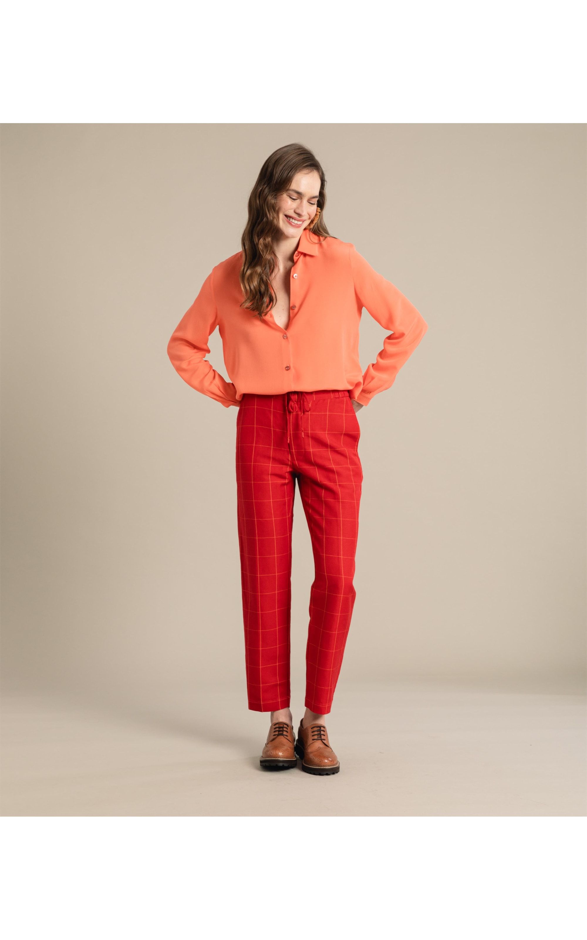 Camisa Dalia Seda Lisa Coral