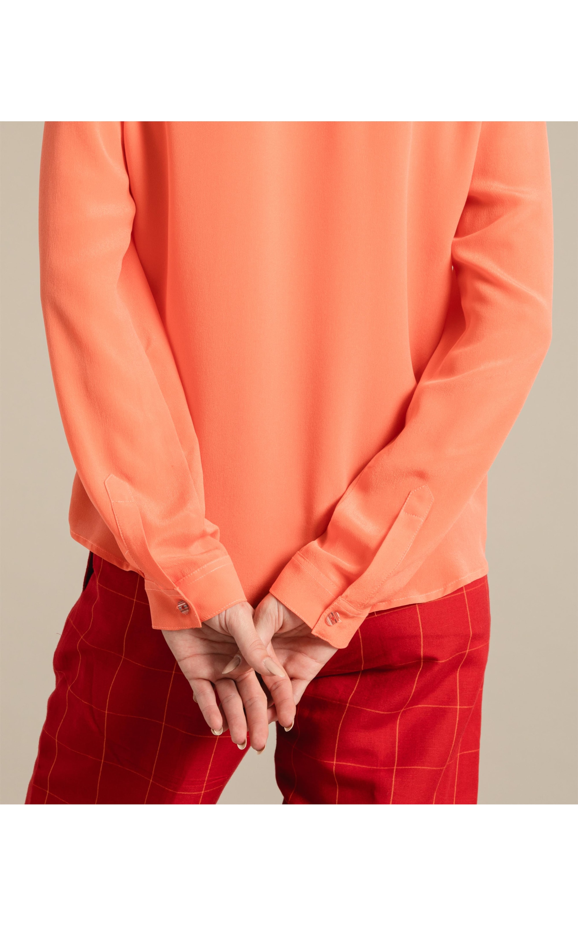 Camisa Dalia Seda Lisa Coral