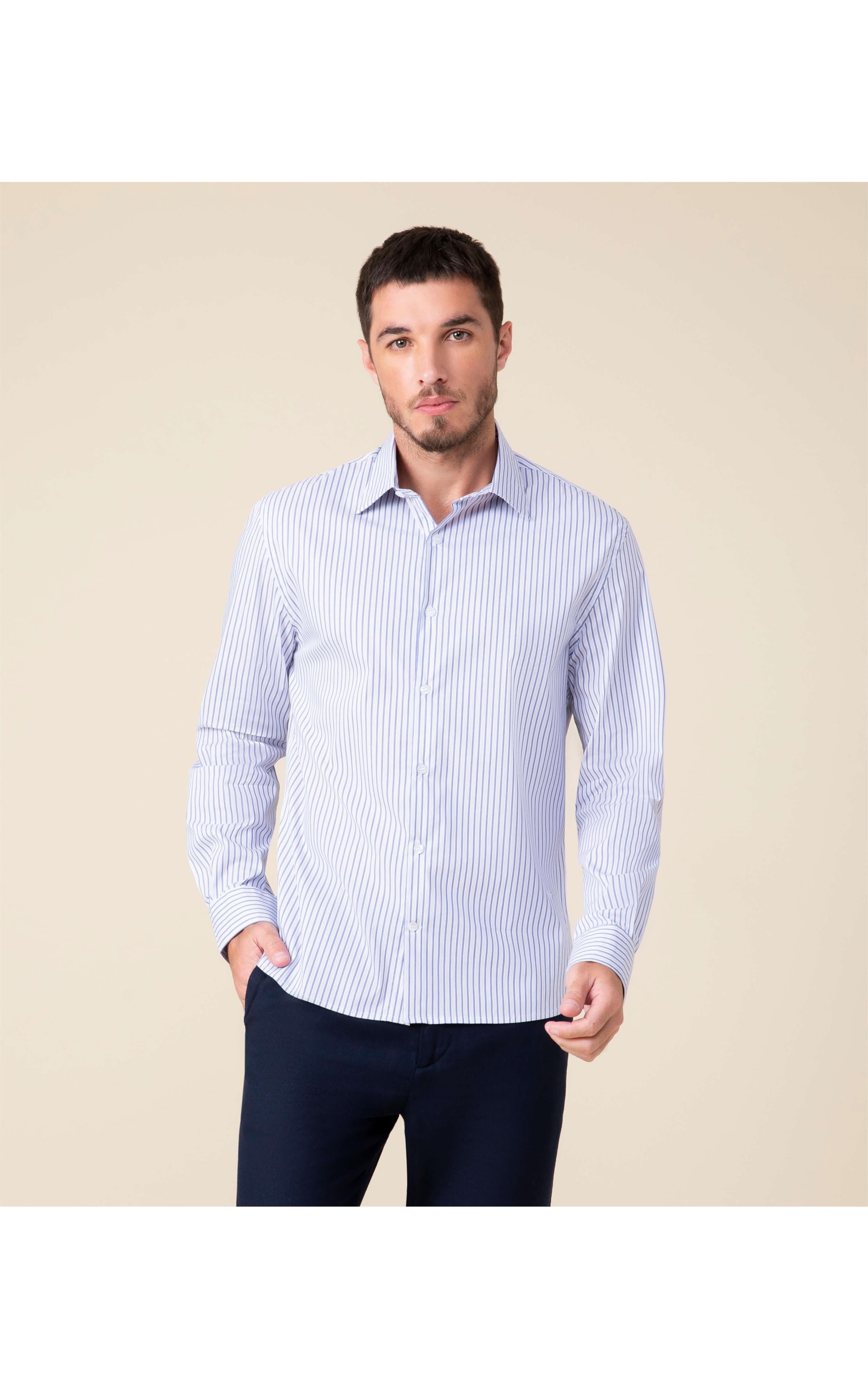 Camisa Daniel Traveller Ft Listrado Ml Marinho
