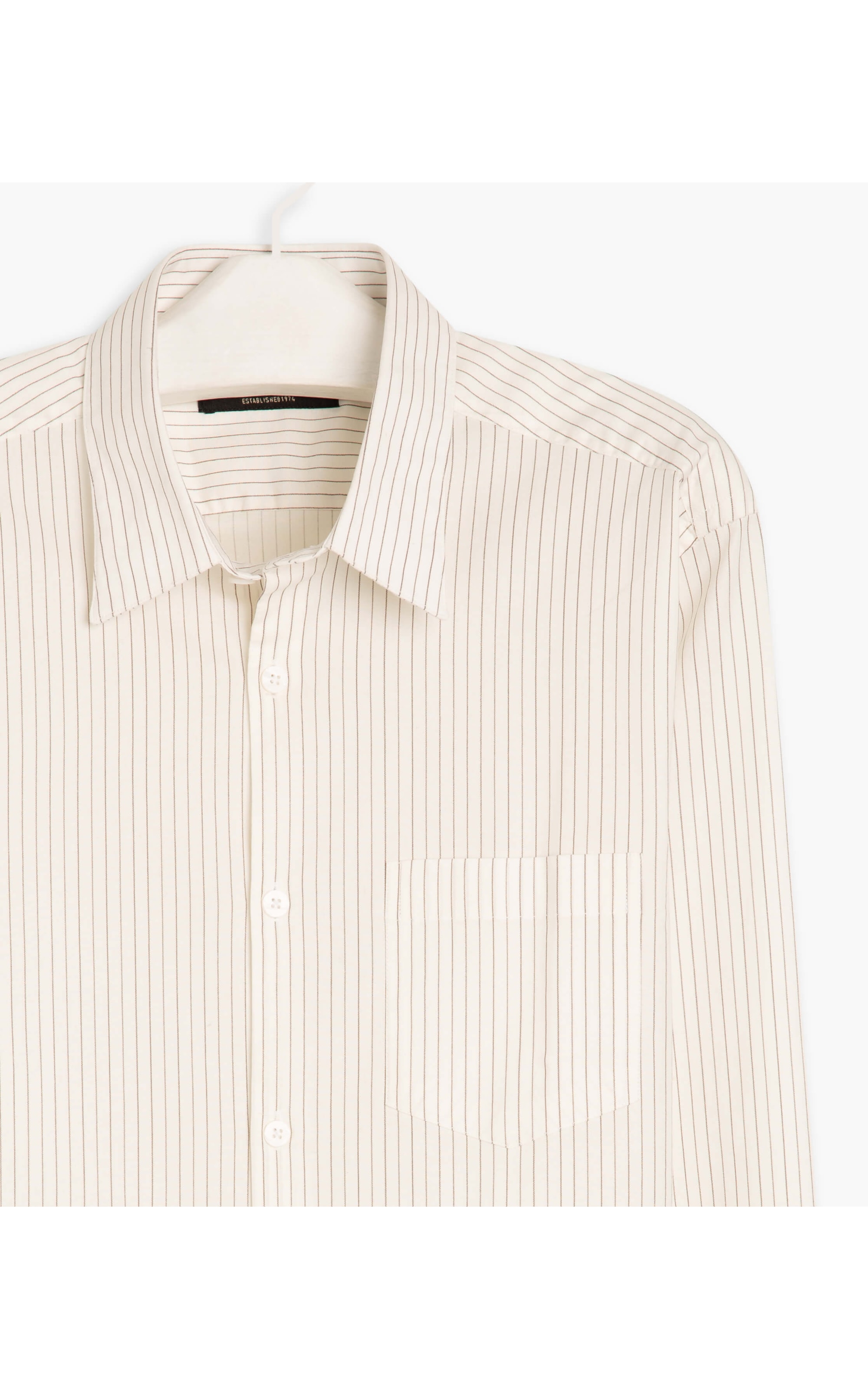 Camisa Denis Fio Tinto Listrado Ml  Branco