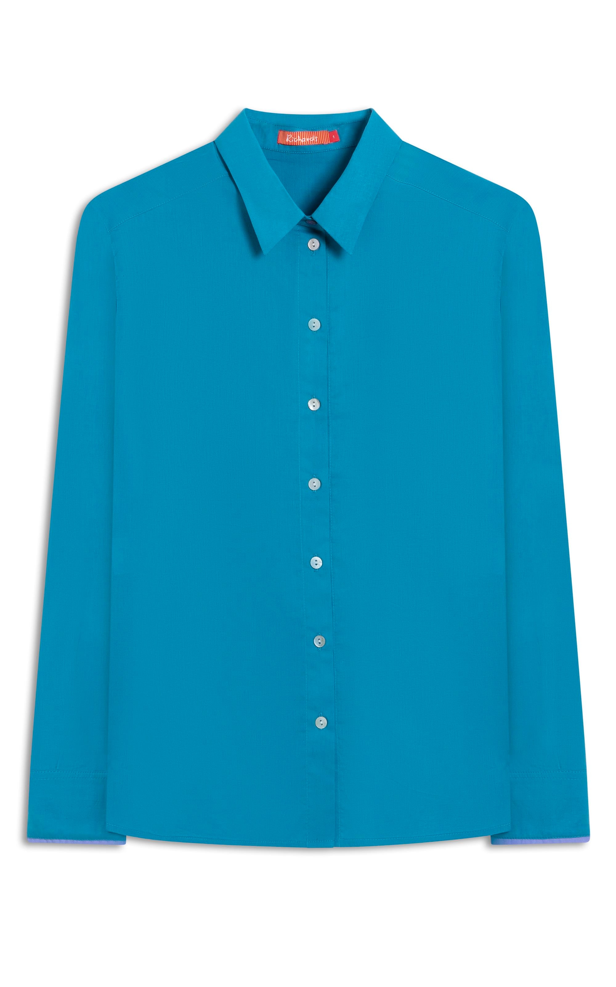 Camisa Emy Voil Algodao Turquesa