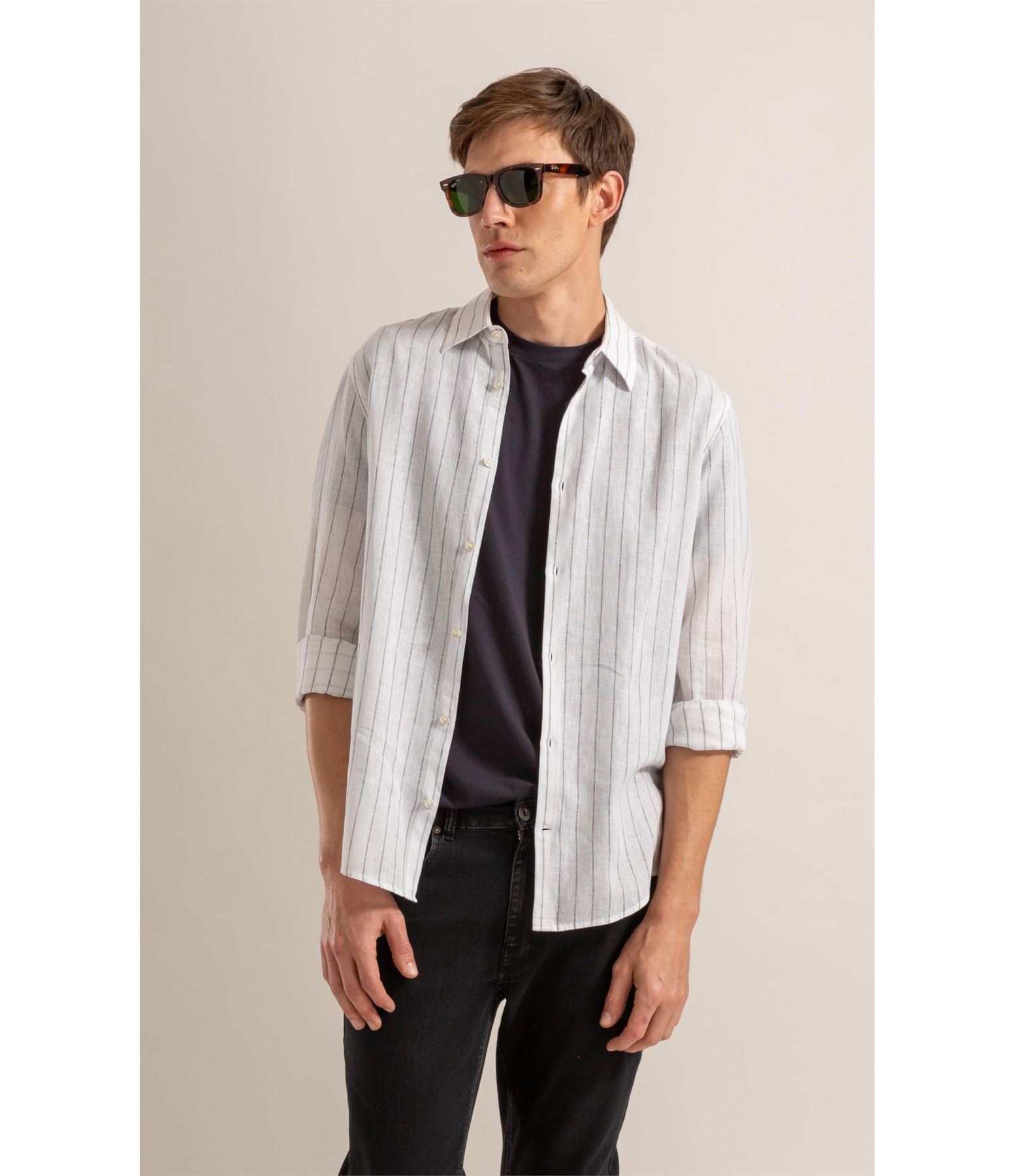 Camisa Erick Linho Blend Azul Bic