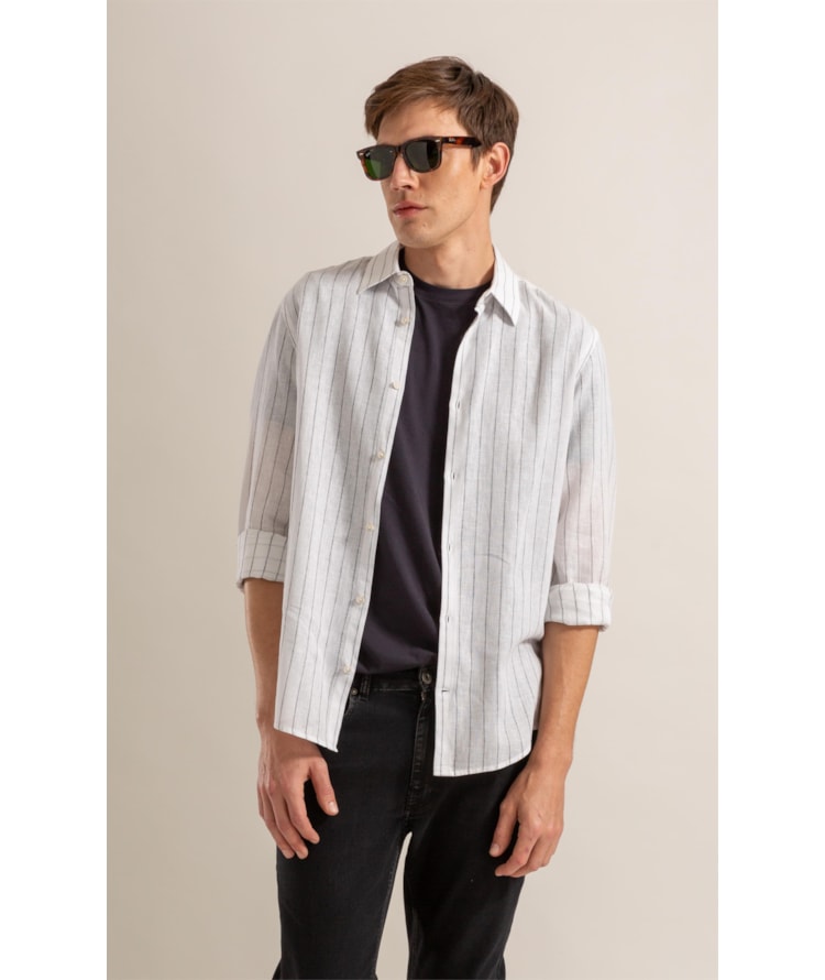 Camisa Erick Linho Blend Azul Bic