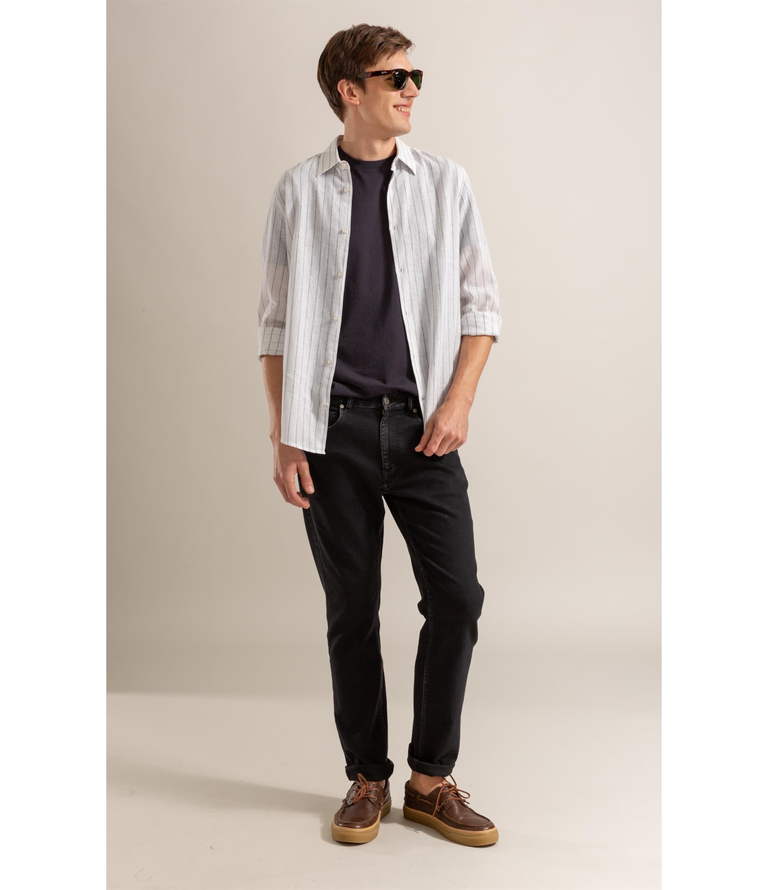 Camisa Erick Linho Blend Azul Bic