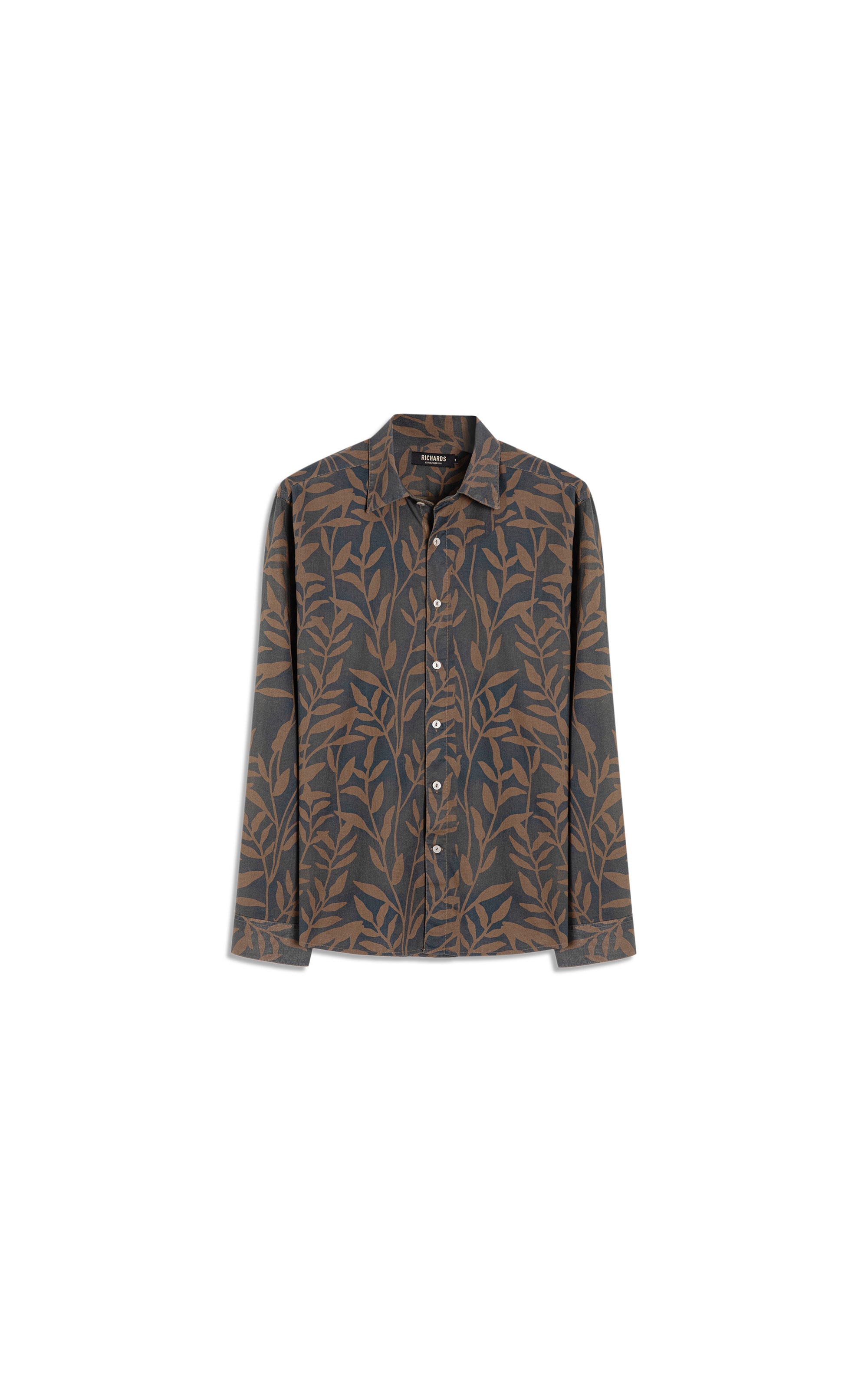 Camisa Estampada Seaweed Ml Tabaco
