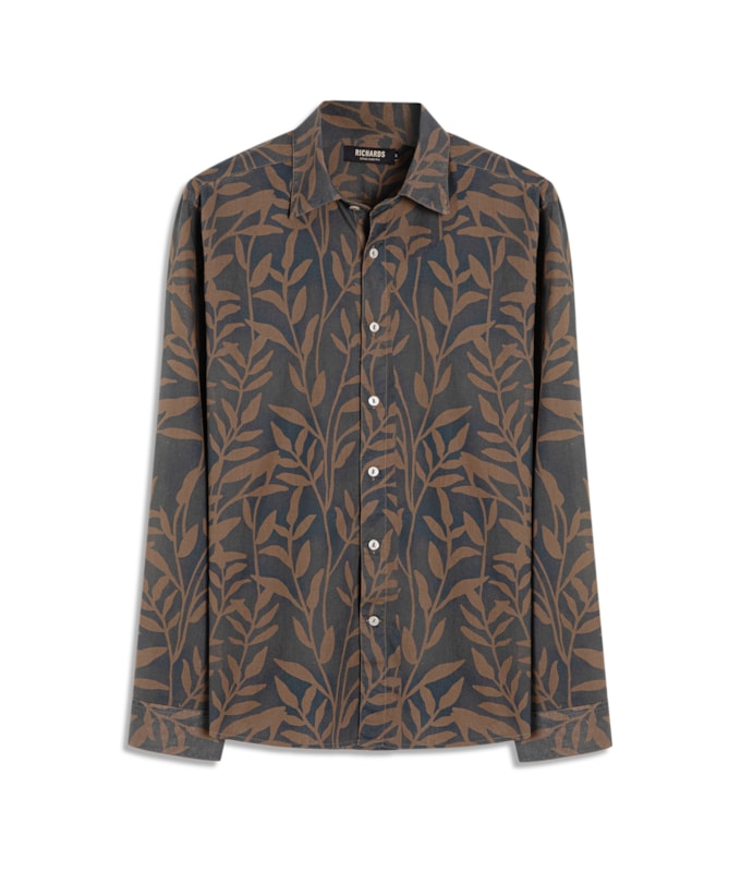 Camisa Estampada Seaweed Ml Tabaco