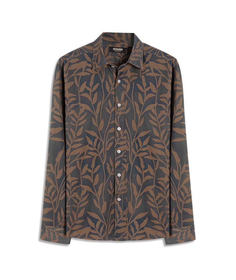 Camisa Estampada Seaweed Ml Tabaco