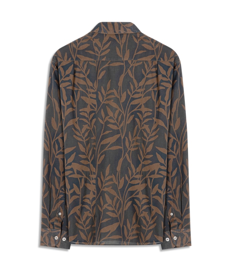 Camisa Estampada Seaweed Ml Tabaco