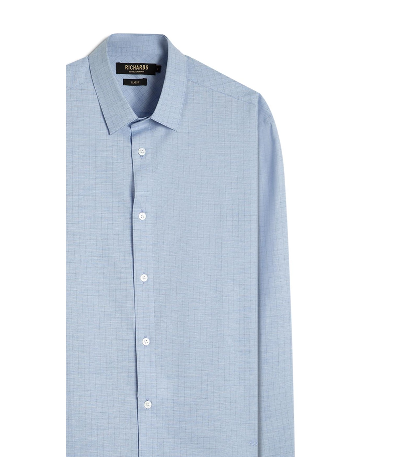 Camisa Fil a Fil Listrado Roberto Ml Azul Claro