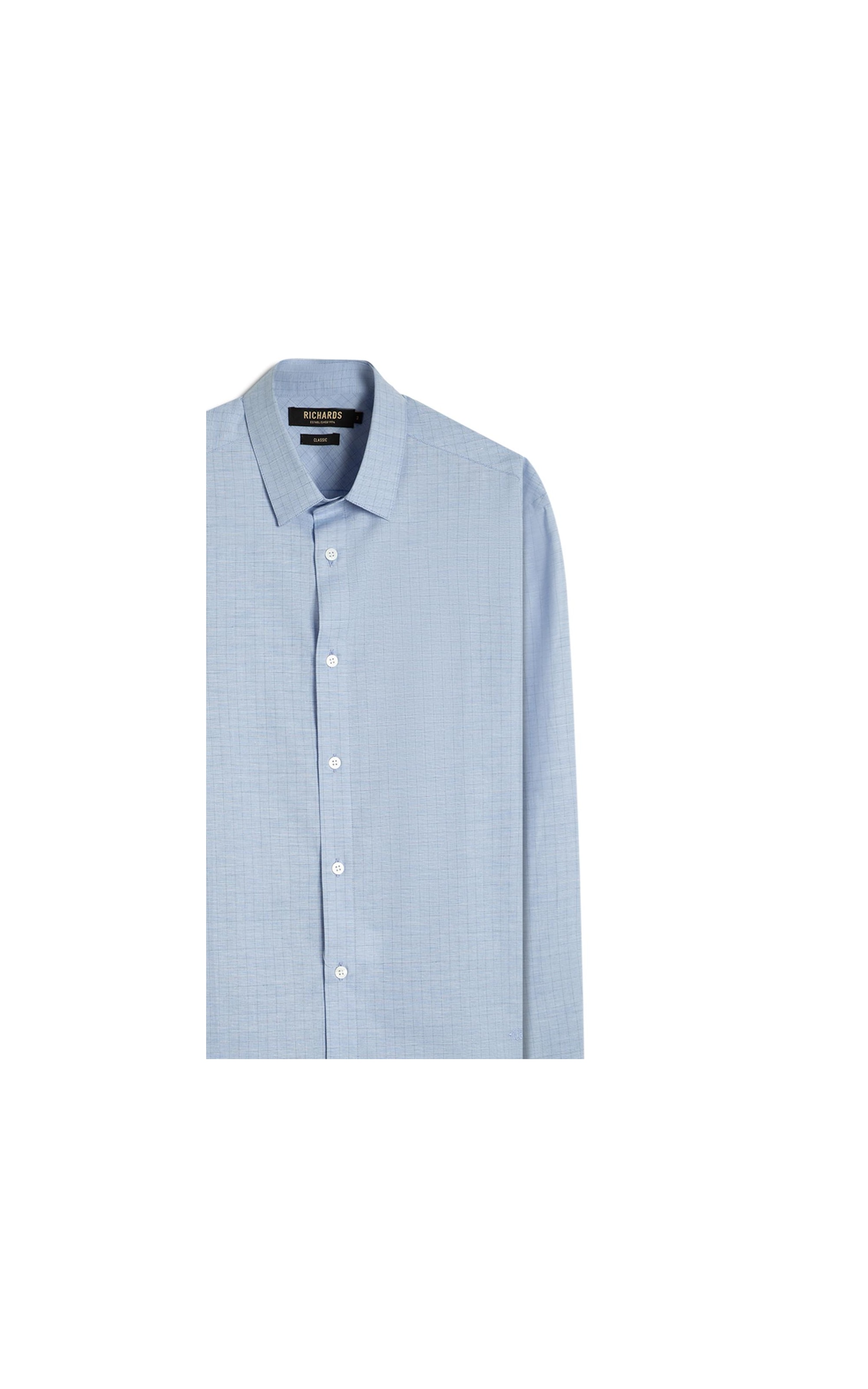 Camisa Fil a Fil Listrado Roberto Ml Azul Claro