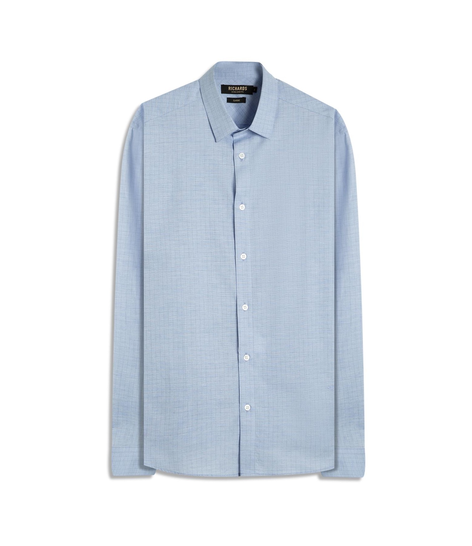 Camisa Fil a Fil Listrado Roberto Ml Azul Claro