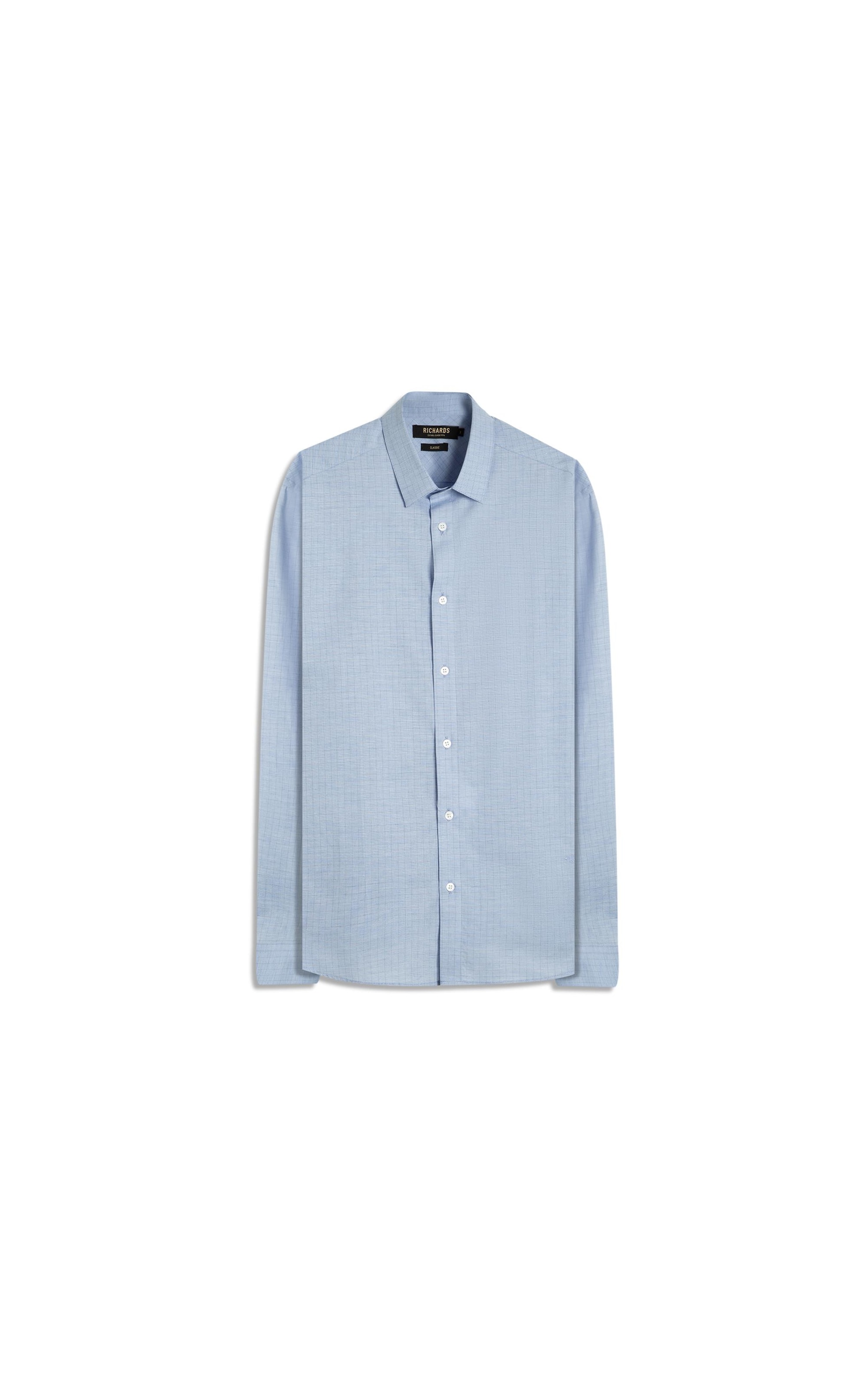 Camisa Fil a Fil Listrado Roberto Ml Azul Claro