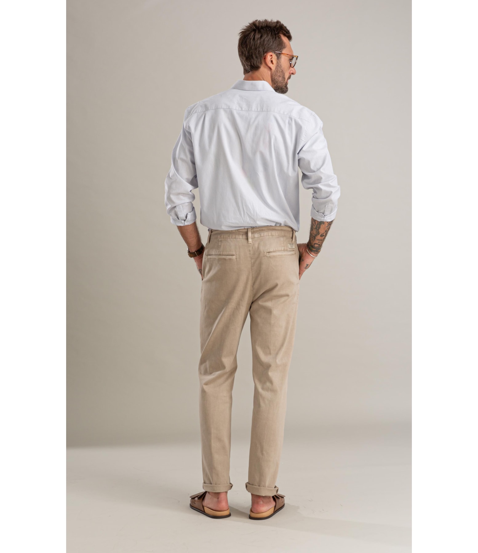 Camisa Fil a Fil Listrado Theo Ml Azul Bic