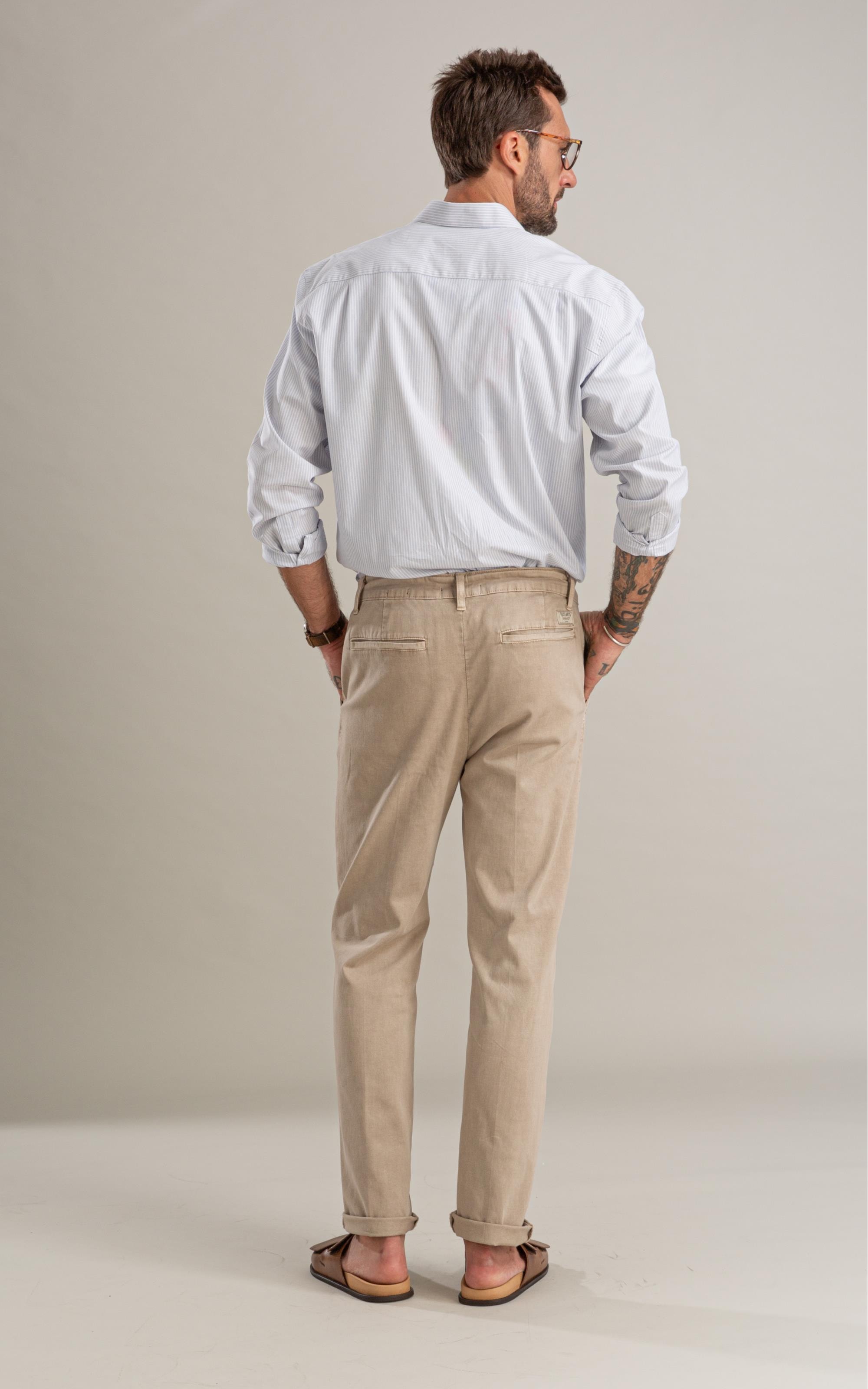 Camisa Fil a Fil Listrado Theo Ml Azul Bic