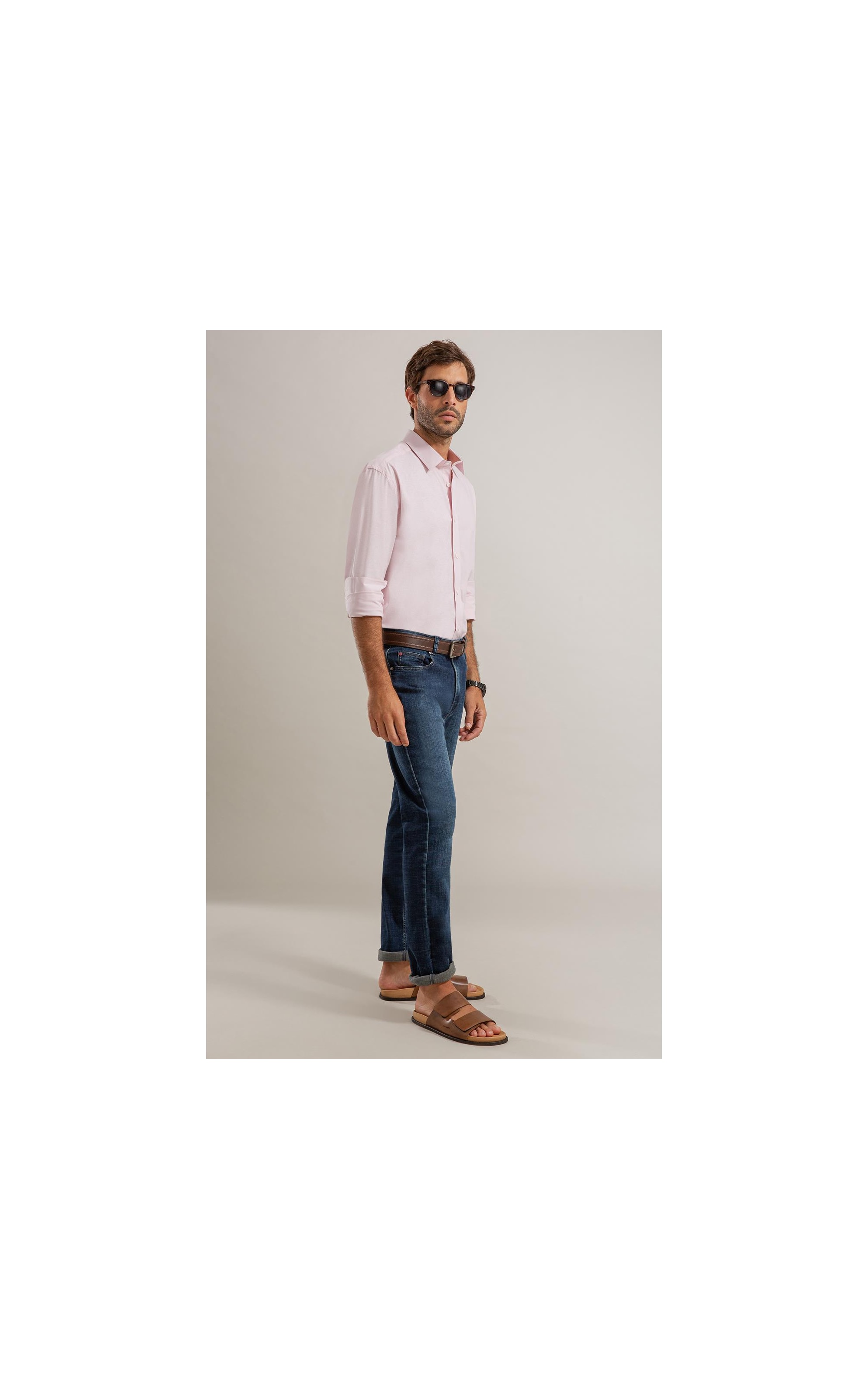 Camisa Fil a Fil Lucas Ml Rosa