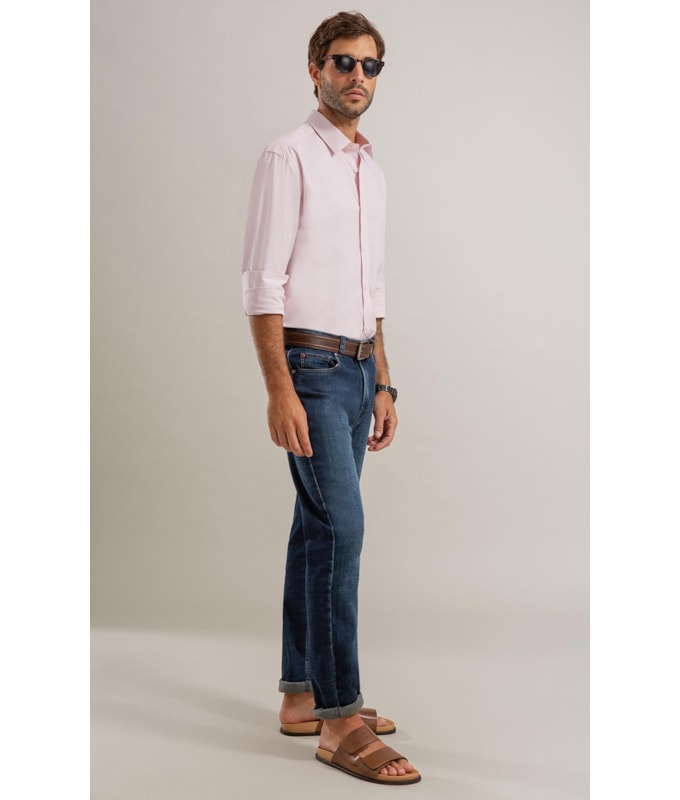Camisa Fil a Fil Lucas Ml Rosa