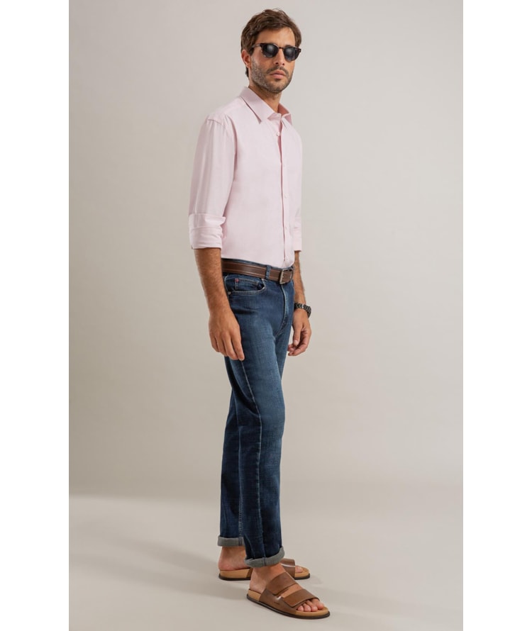 Camisa Fil a Fil Lucas Ml Rosa