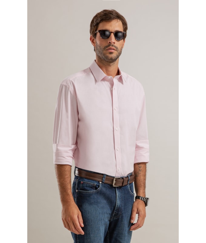 Camisa Fil a Fil Lucas Ml Rosa