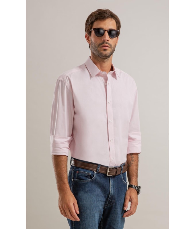 Camisa Fil a Fil Lucas Ml Rosa