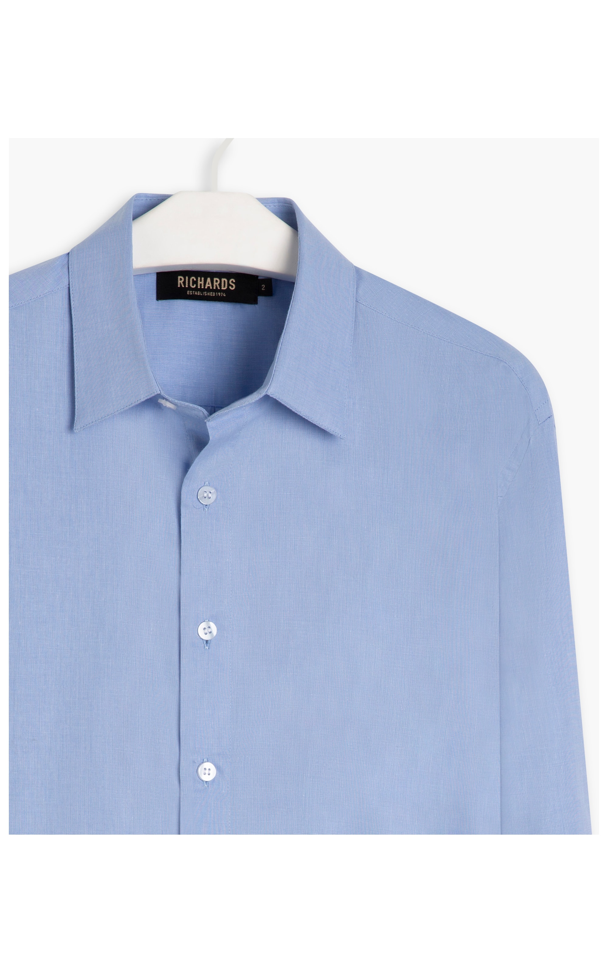 Camisa Fil a Fil Ml Azul Bic